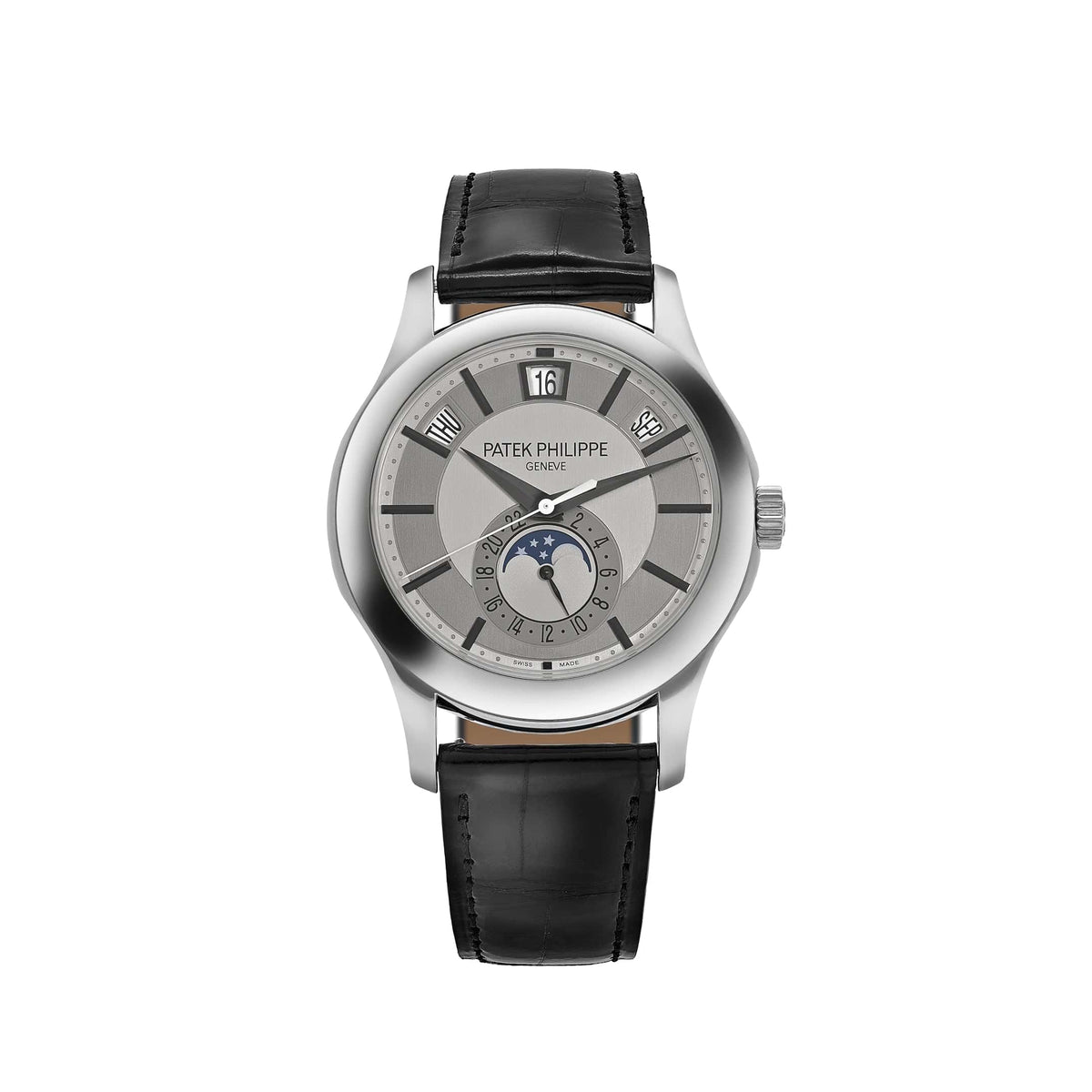 Patek Philippe Complications 5205G-001 Annual Calendar White Gold Silver Dial