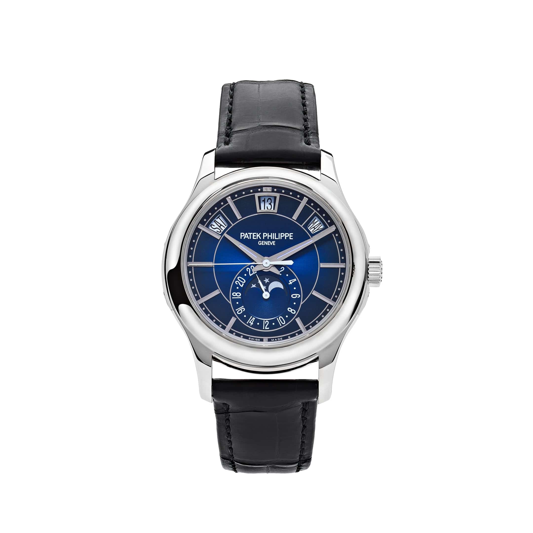 Luxury Watch Patek Philippe Complications Annual Calendar White Gold 5205G-013 Wrist Aficionado