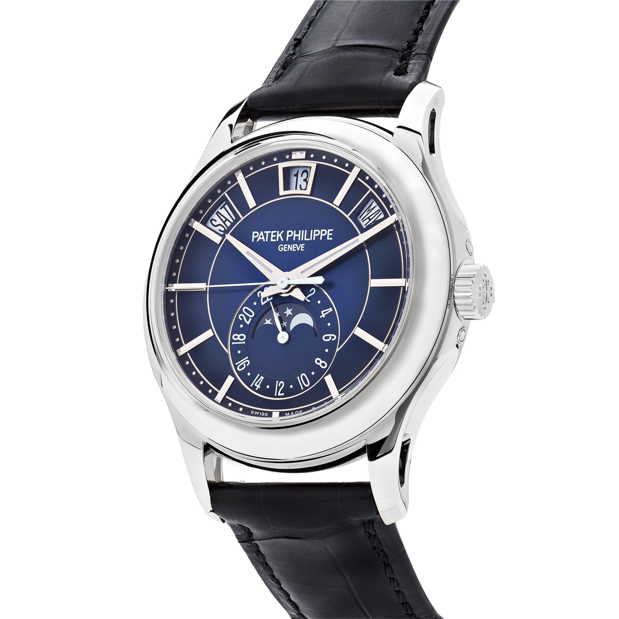 Luxury Watch Patek Philippe Complications Annual Calendar White Gold 5205G-013 Wrist Aficionado