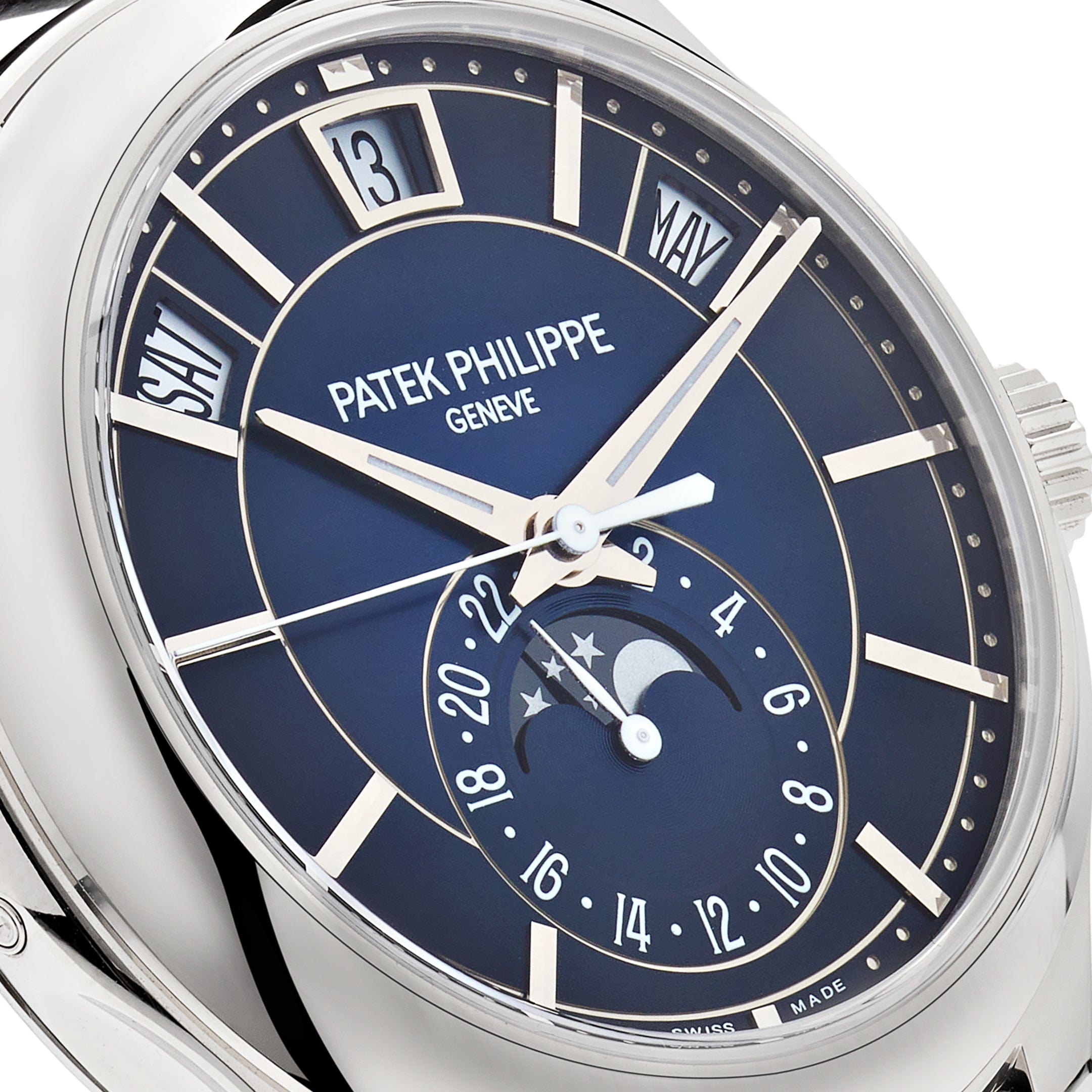 Luxury Watch Patek Philippe Complications Annual Calendar White Gold 5205G-013 Wrist Aficionado