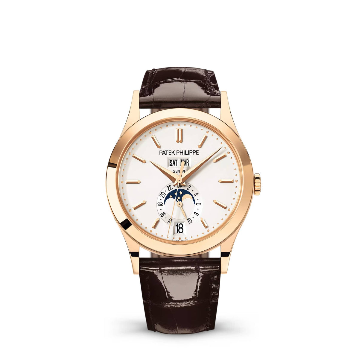 Patek Philippe Complications 5396R-011 Annual Calendar Moon Phase Rose Gold Silver Dial