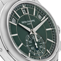 Thumbnail for Luxury Watch Patek Philippe Flyback Chronograph Annual Calendar Steel  Olive Green Dial 5905/1A-001 Wrist Aficionado