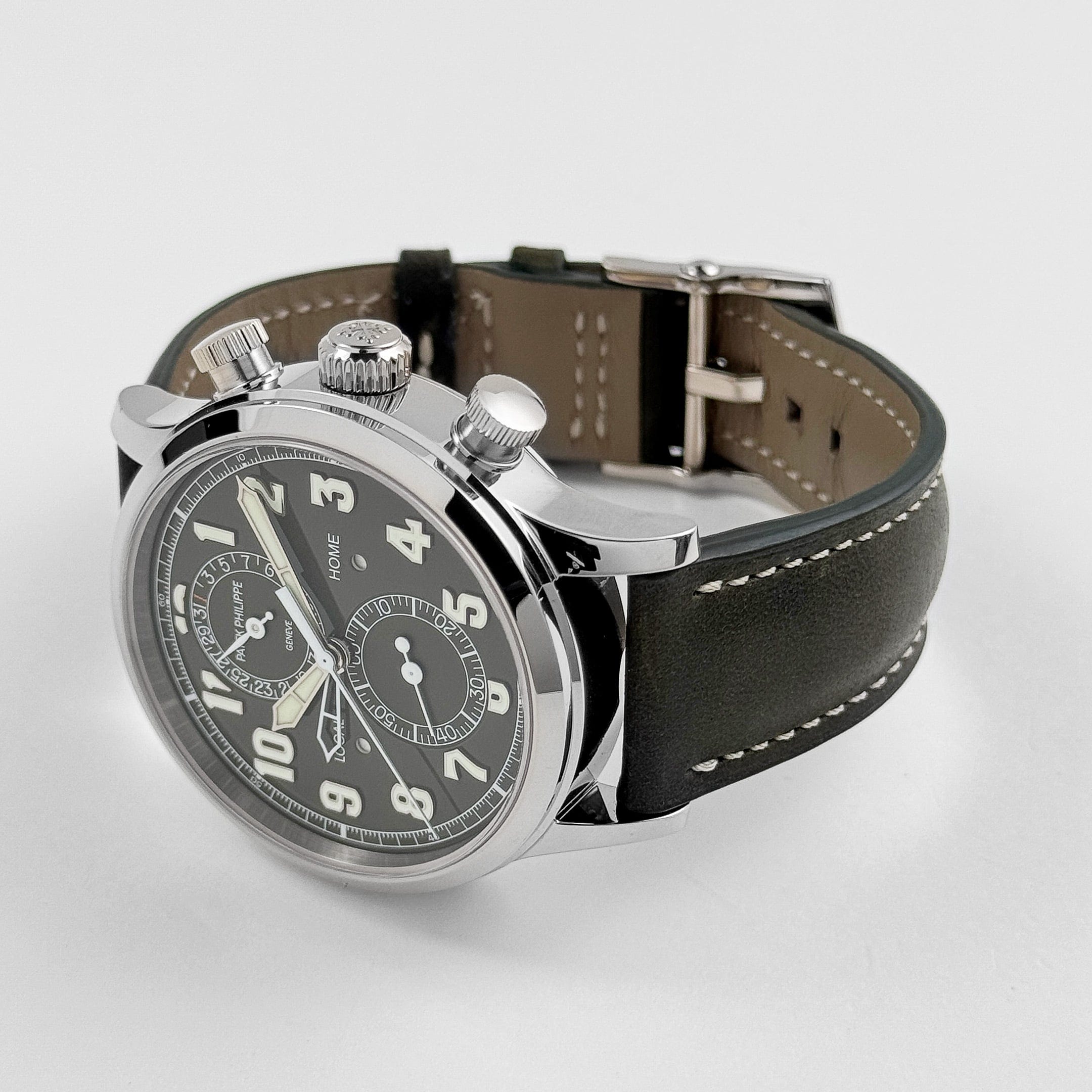 Patek Philippe Complications 5924G-010 Calatrava 'Pilot' Travel Time Chronograph White Gold Green Dial (2023)