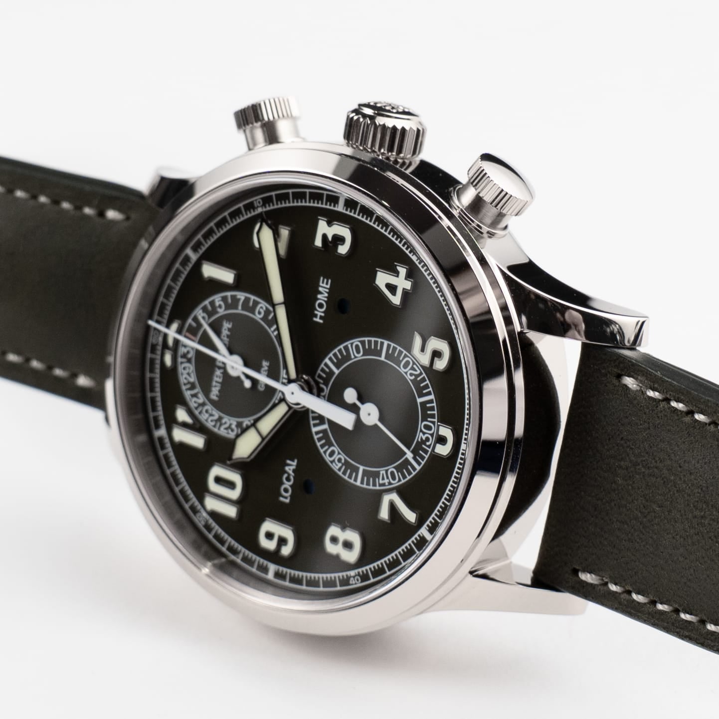 Patek Philippe Complications 5924G-010 Calatrava 'Pilot' Travel Time Chronograph White Gold Green Dial (2025)