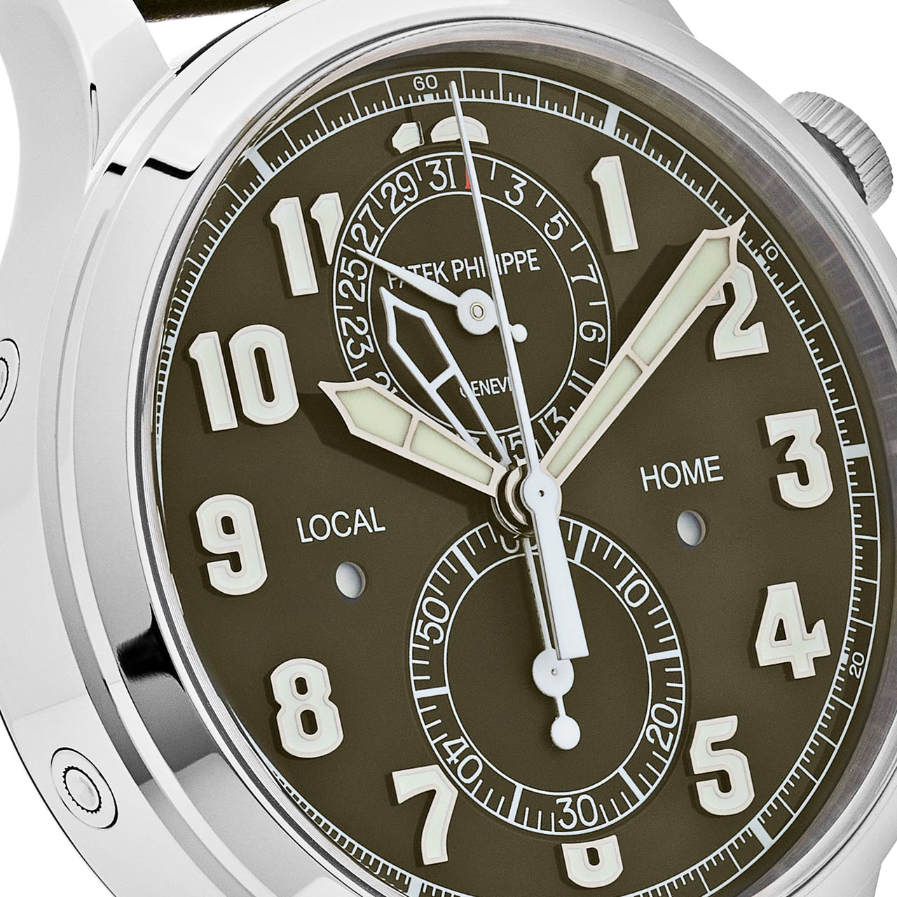 5924G-010 Complications Calatrava Pilot Travel Time Chronograph 42mm Khaki Dial Wrist Aficionado