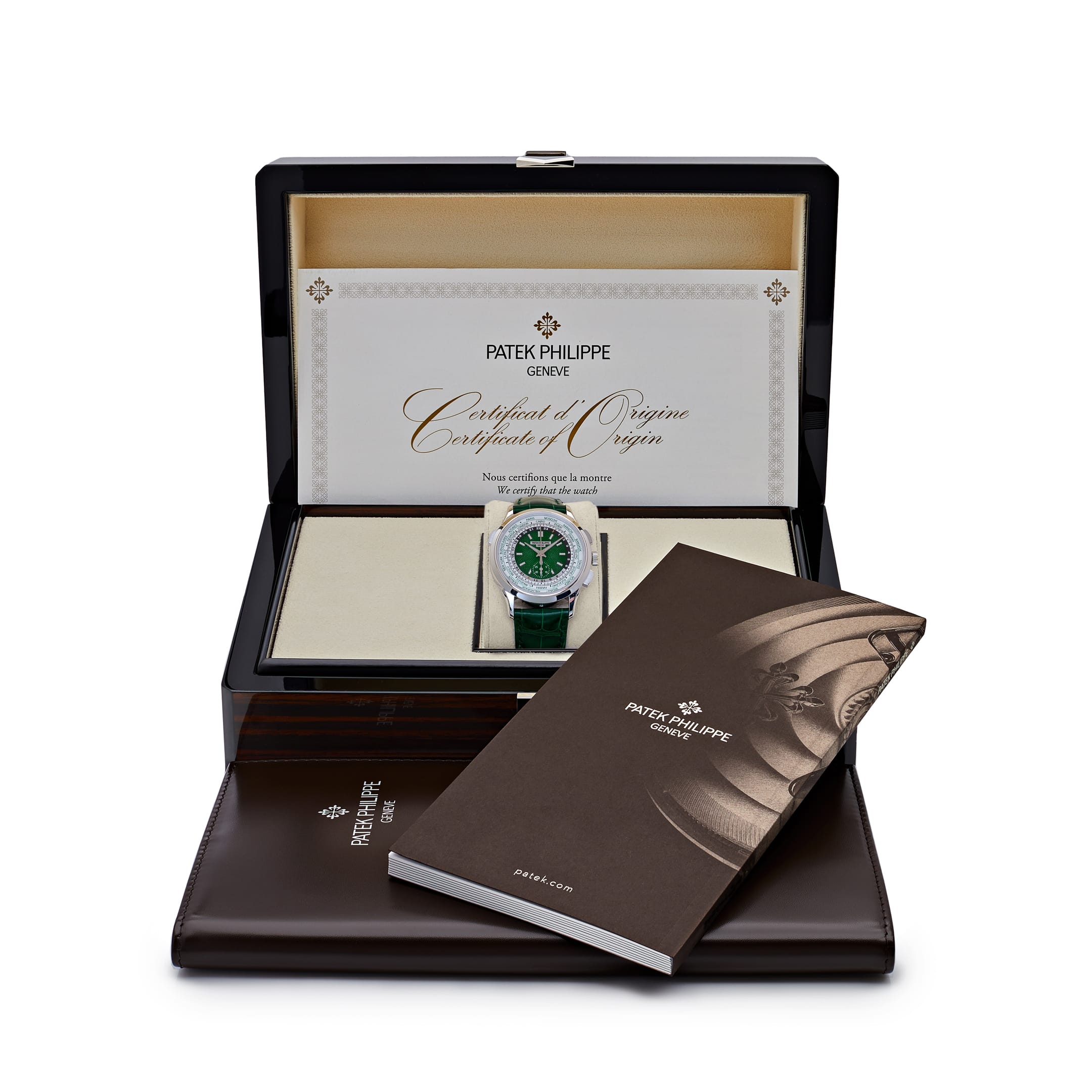 Patek Philippe Complications 5930P-001 World Time Flyback Chronograph Platinum Green Dial (2021)