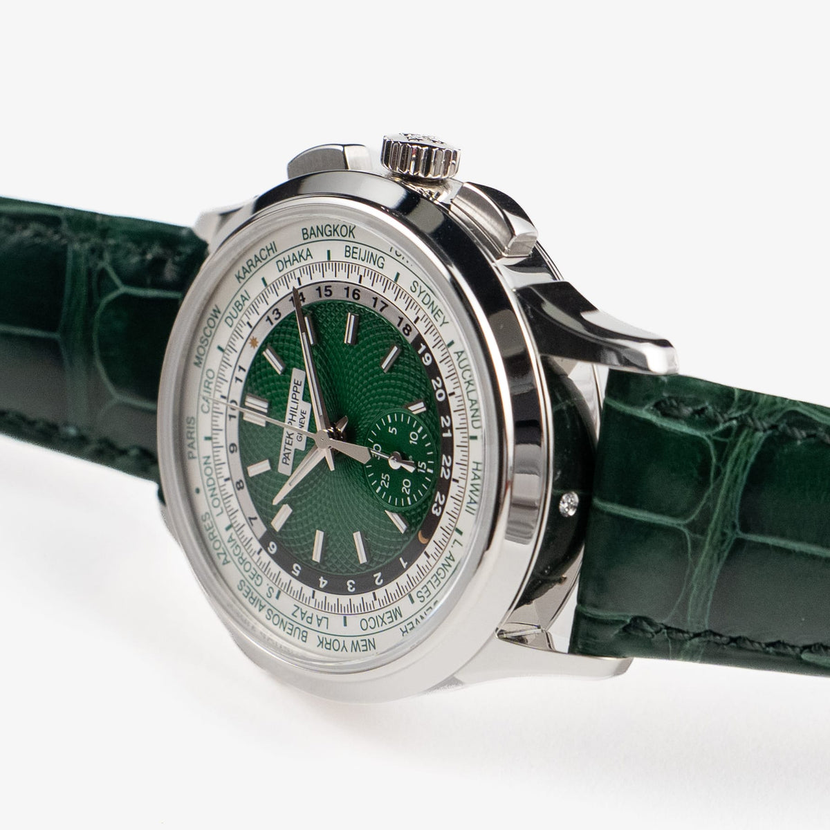 Patek Philippe Complications 5930P-001 World Time Flyback Chronograph Platinum Green Dial (2021)
