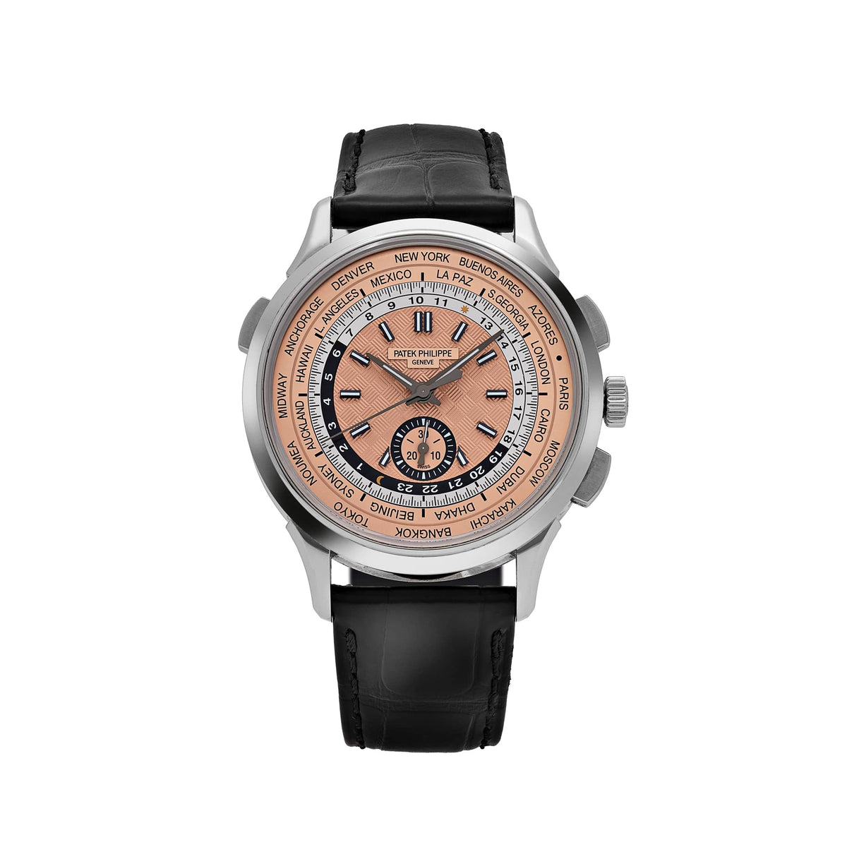 Patek Philippe Complications 5935A-001 World Time Chronograph Stainless Steel Opaline Carbon Motif Dial (2023)