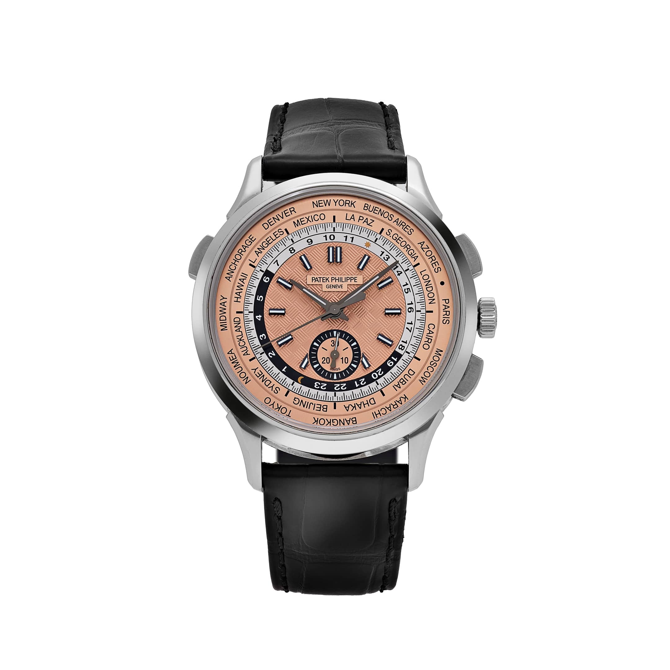 Patek Philippe Complications 5935A-001 World Time Chronograph Stainless Steel Opaline Carbon Motif Dial (2023)