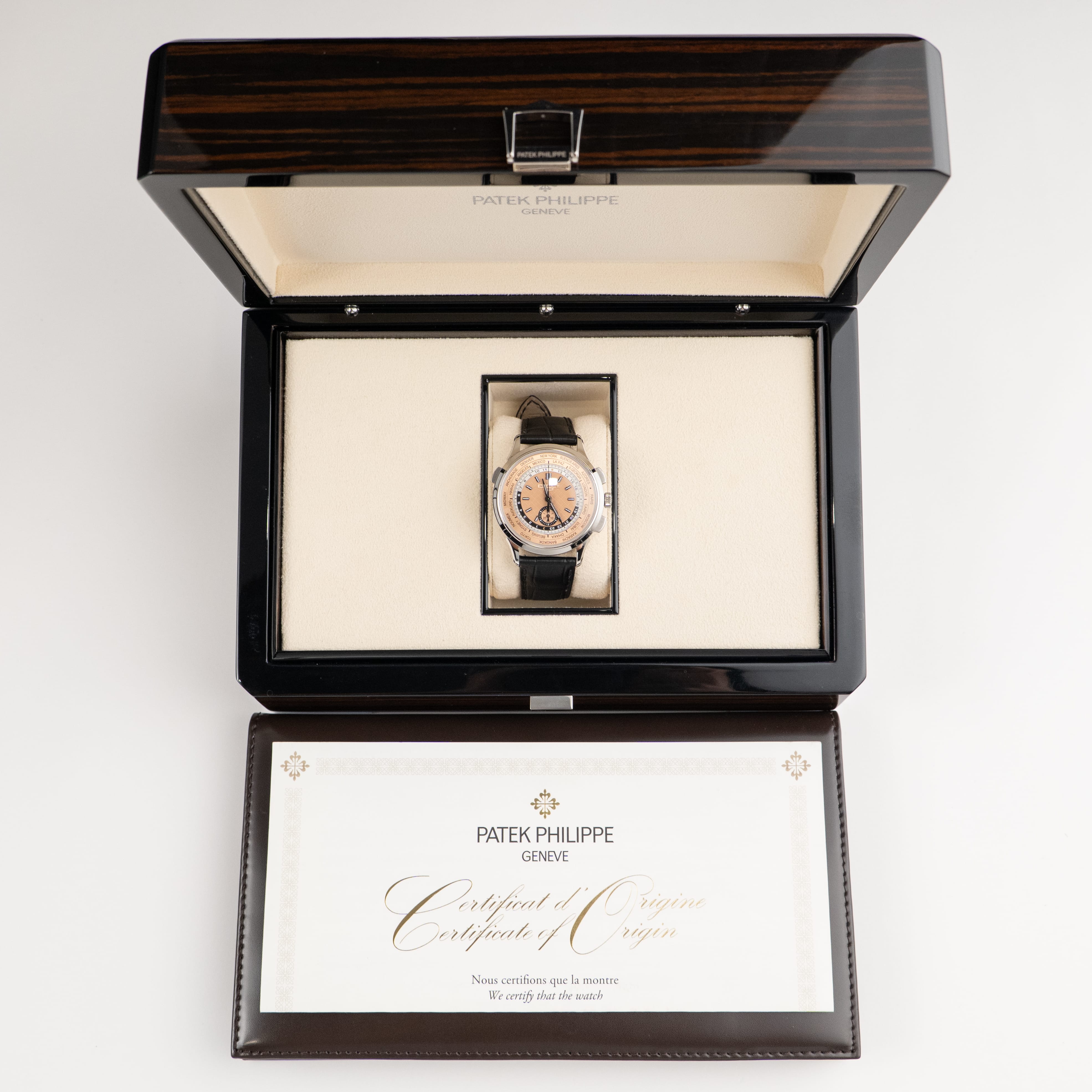 Patek Philippe Complications 5935A-001 World Time Chronograph Stainless Steel Opaline Carbon Motif Dial (2023)