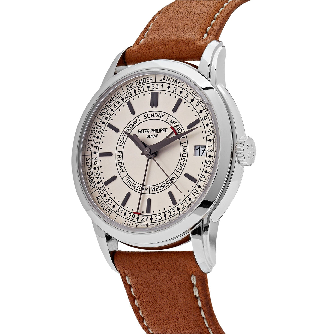 Luxury Watch Patek Philippe Calatrava Weekly Calendar Silvery Opaline Dial 5212A-001 Wrist Aficionado