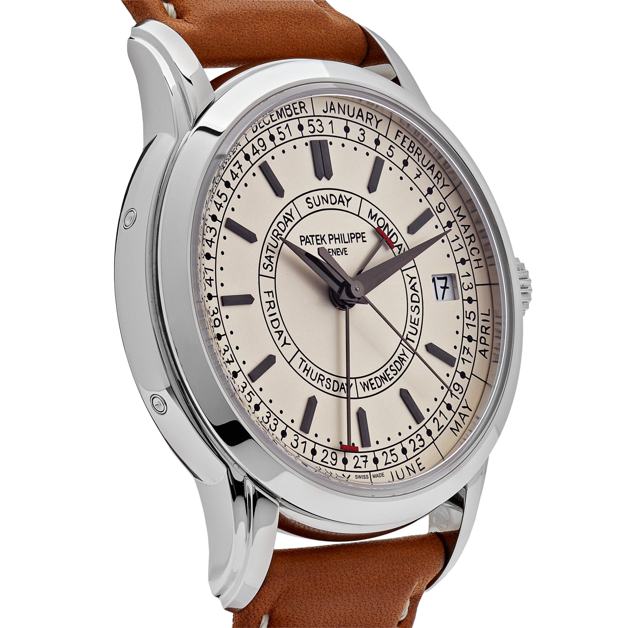 Luxury Watch Patek Philippe Calatrava Weekly Calendar Silvery Opaline Dial 5212A-001 Wrist Aficionado