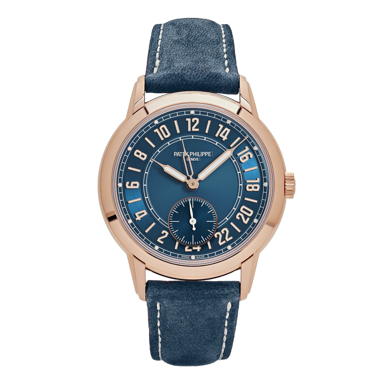 Patek Philippe Complications Calatrava 5224R-001 Travel Time Rose Gold Navy Blue Dial