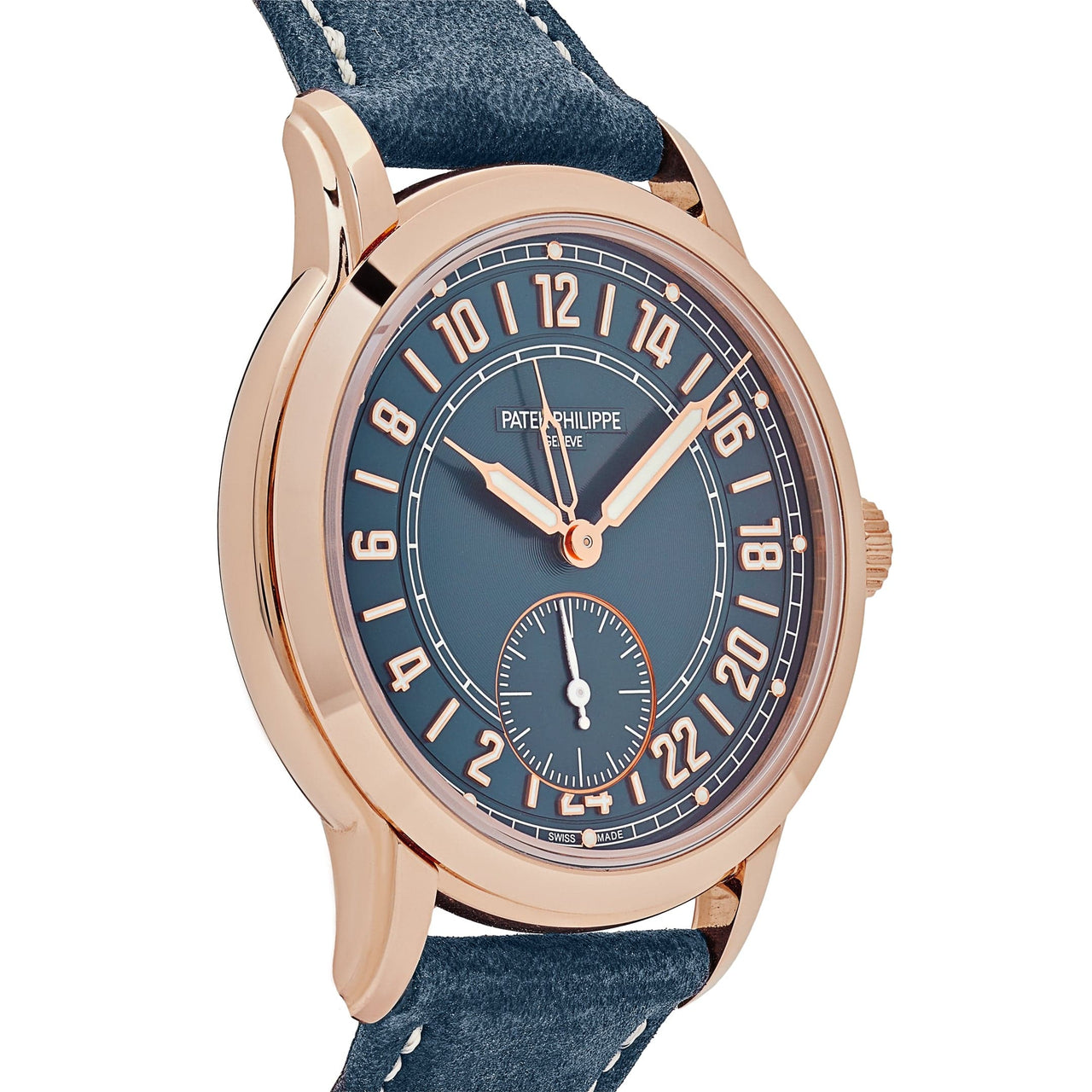 Patek Philippe Complications Calatrava 5224R-001 Travel Time Rose Gold Navy Blue Dial