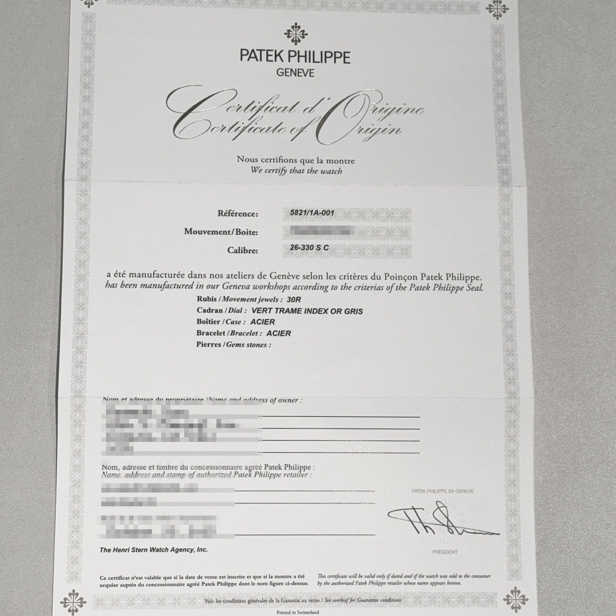 Patek Philippe Cubitus 5821/1A-001 Stainless Steel Green Dial (2025)