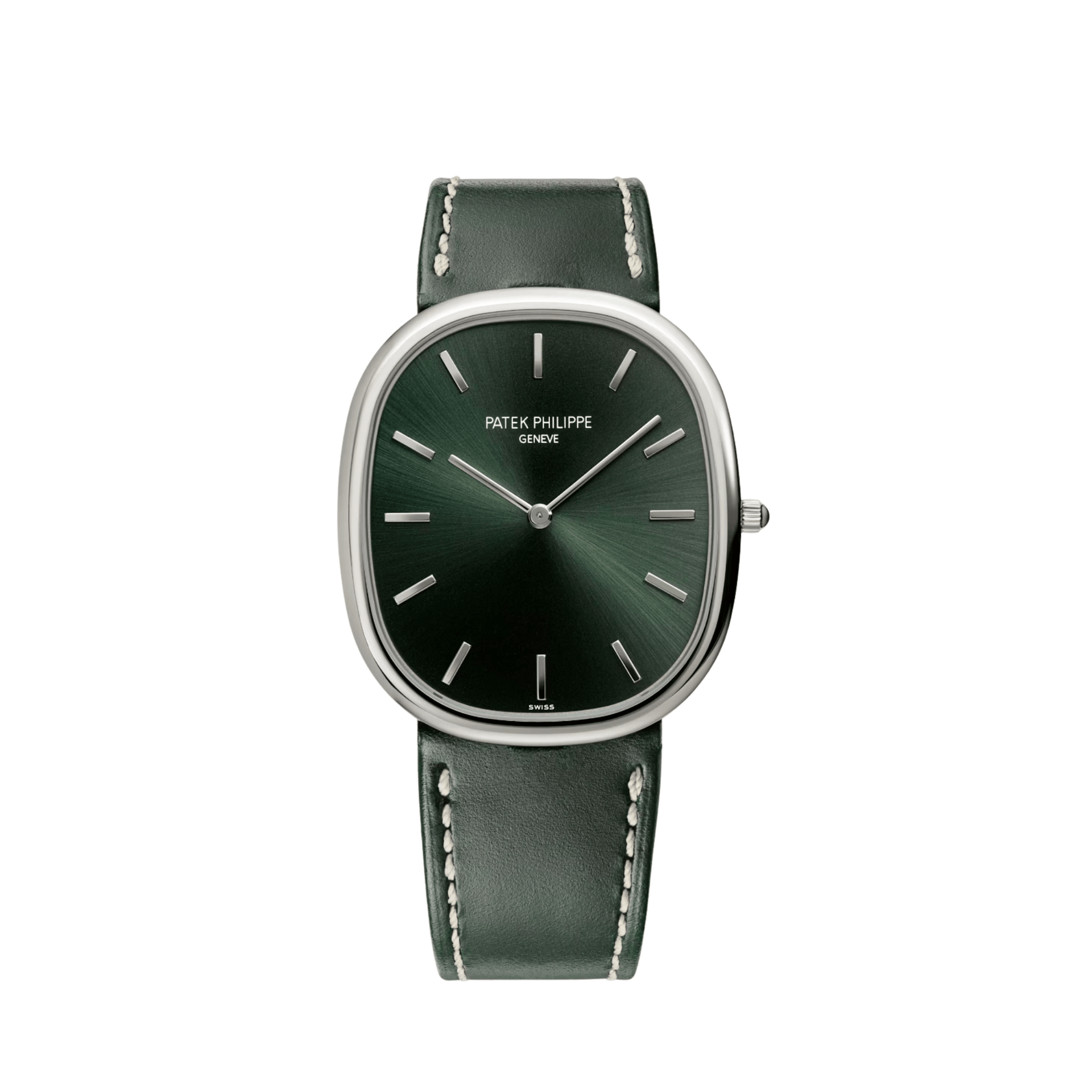 インテリア時計 PatekPhilippeGrandSovereignllSilverGreen Patek Philippe Golden Ellipse 5738G-001 White Gold Olive Green