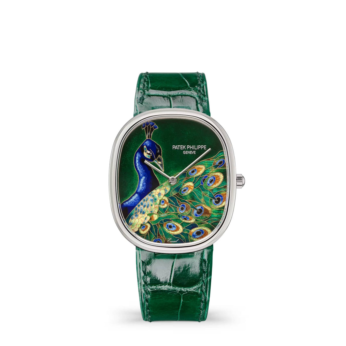 Patek Philippe Golden Ellipse Rare Handcrafts 5738/50G-041 'Blue Peacock' White Gold Green Dial Limited Edition of 10 (2026)