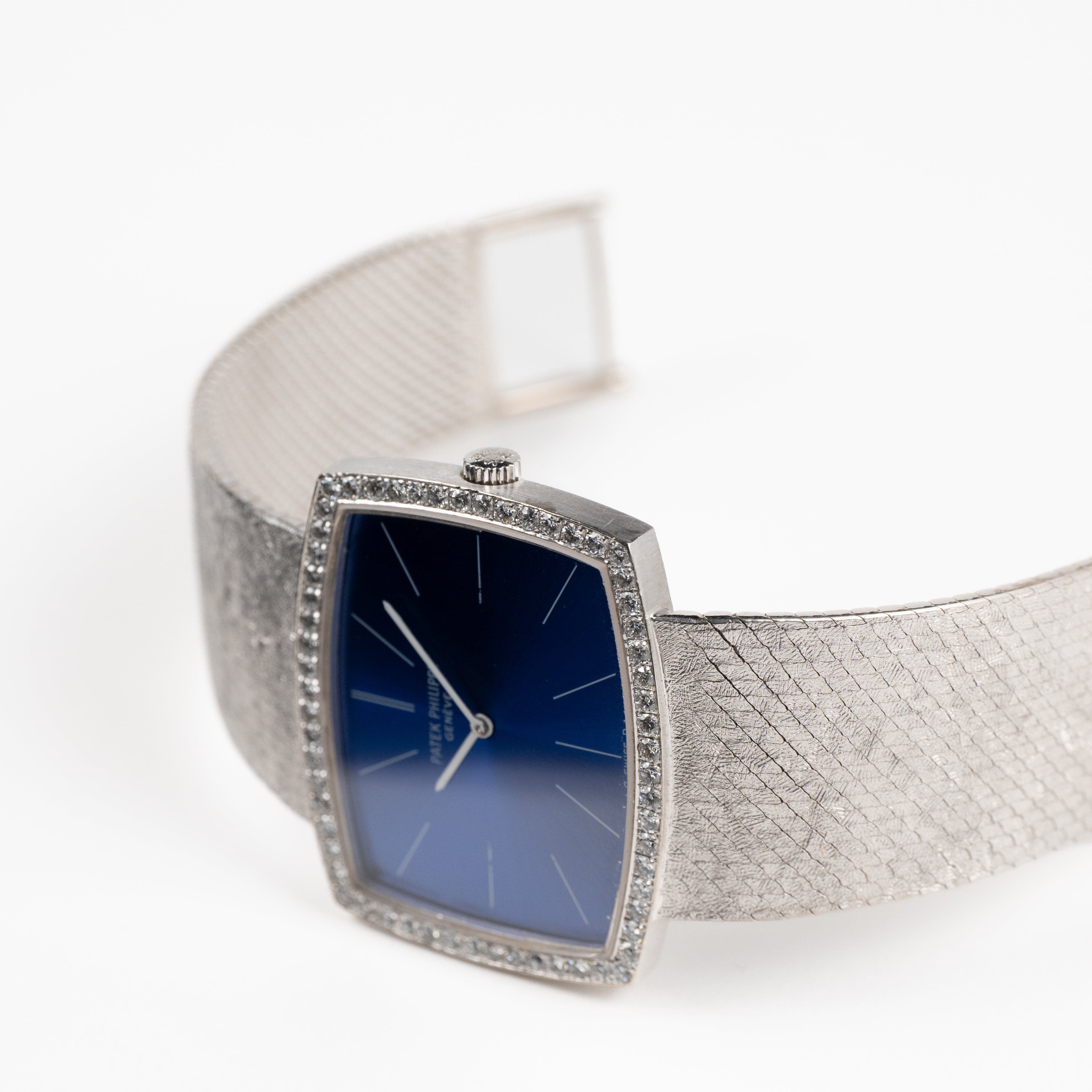 Patek Philippe Gondolo 3528/2 White Gold Blue Dial Diamond Bezel