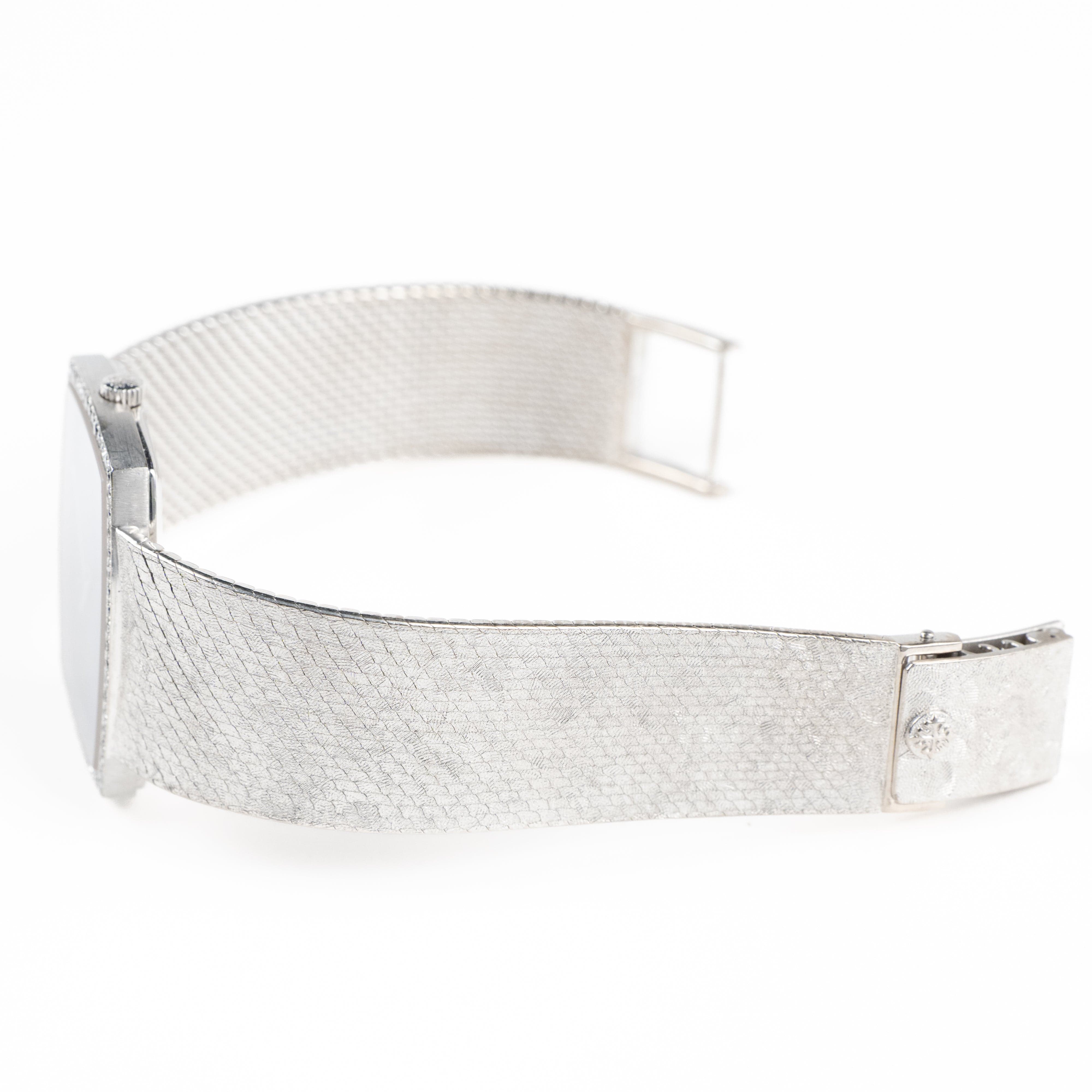 Patek Philippe Gondolo 3528/2 White Gold Blue Dial Diamond Bezel