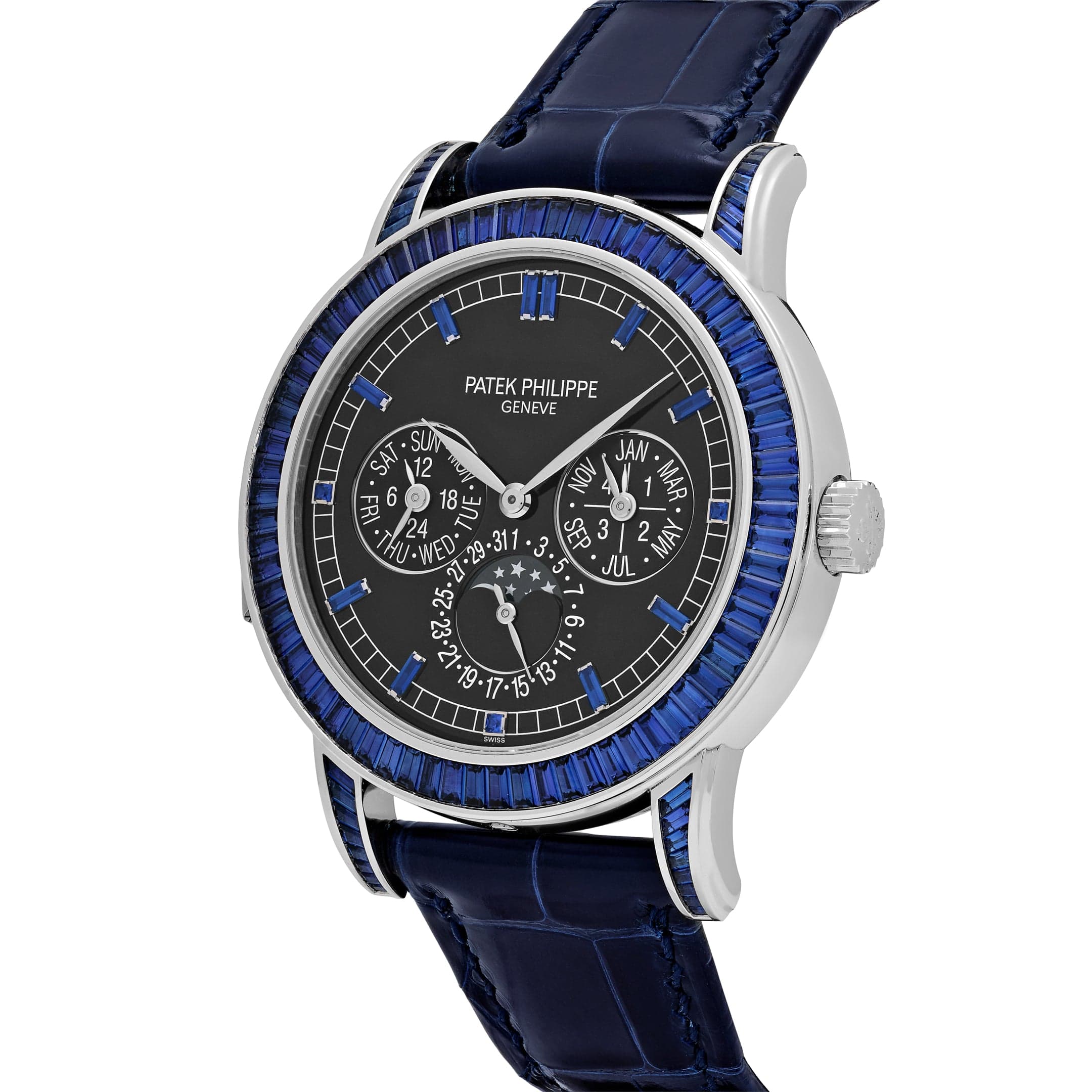 Patek Philippe Grand Complications 5073/51 Minute Repeater Perpetual Calendar Platinum Black Dial Blue Sapphires