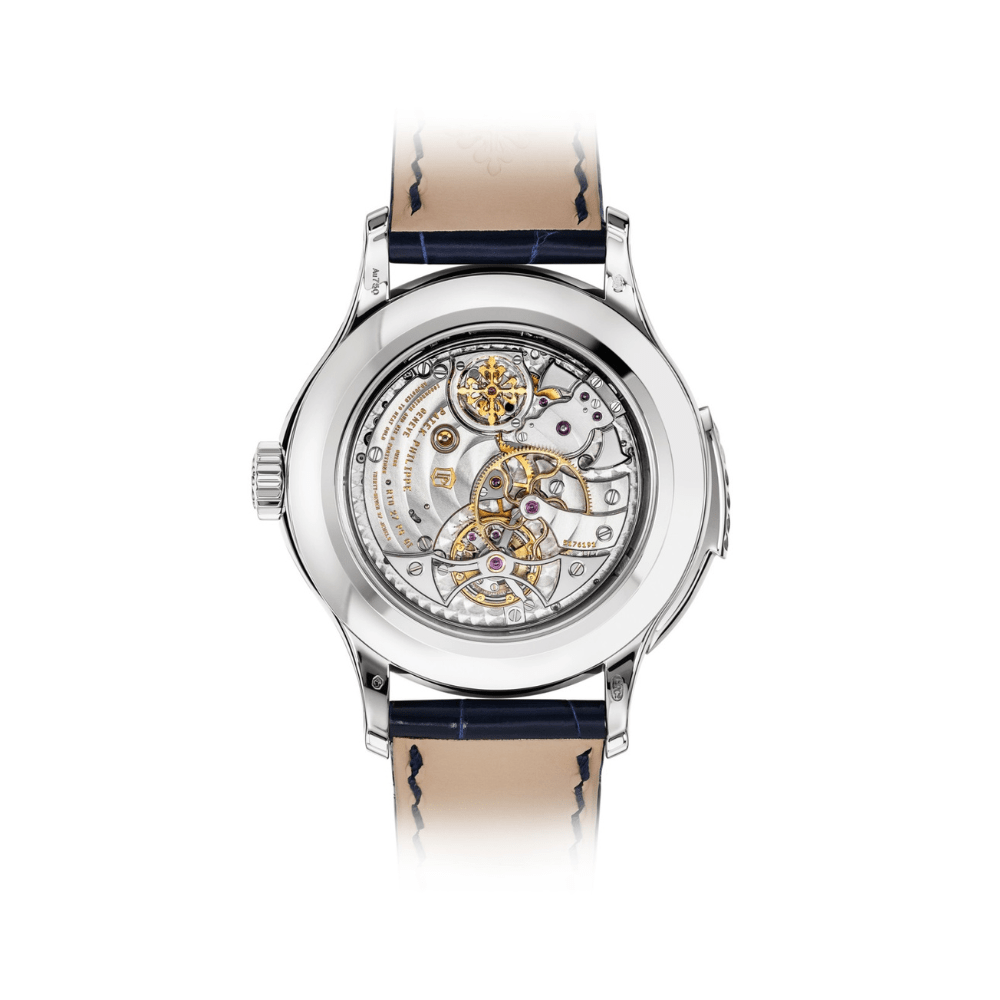 Luxury Watch Patek Philippe Grand Complications Tourbillon Minute Repeater Perpetual Calendar White Gold Blue Dial 5207G-001 Wrist Aficionado