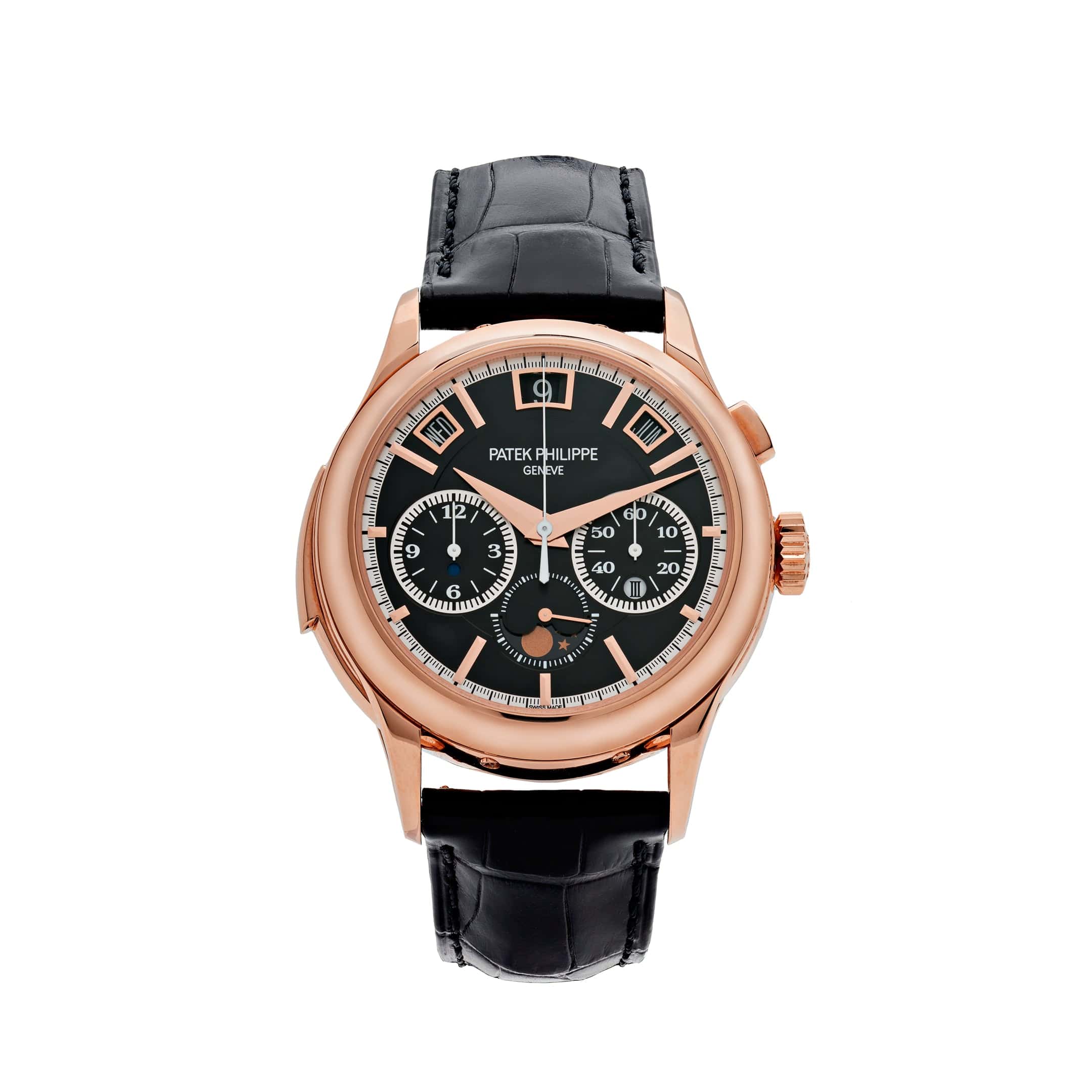 Luxury Watch Patek Philippe Grand Complications Minute Repeater Perpetual Calendar Rose Gold Black Dial 5208R-001 Wrist Aficionado