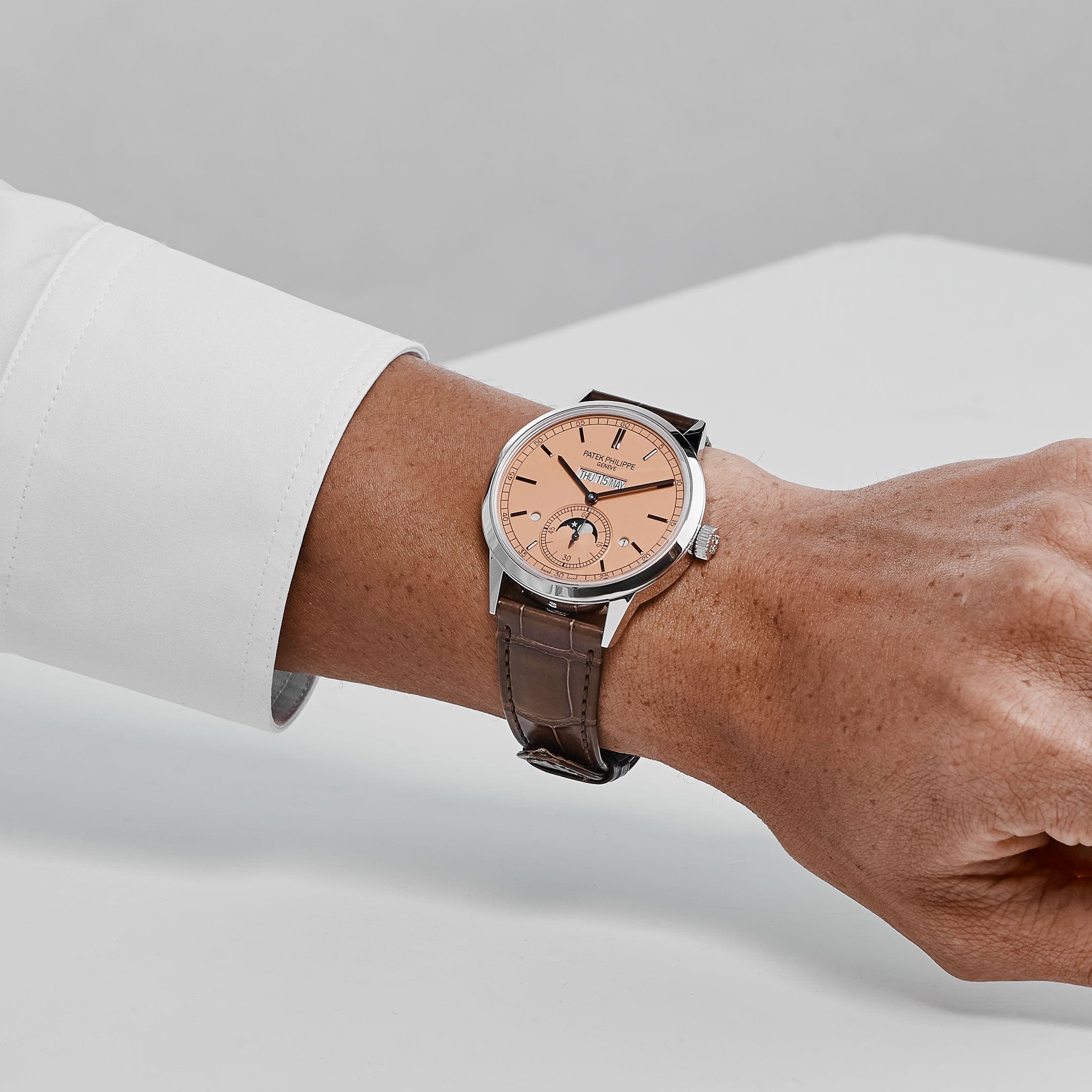 Patek Philippe Grand Complications 5236P-010 In-Line Perpetual Calendar Platinum Salmon Dial (2024)