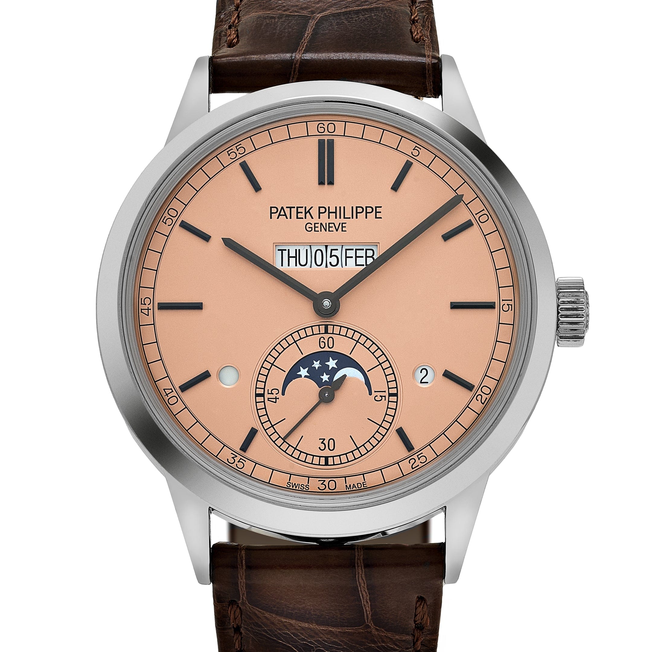 Patek Philippe Grand Complications 5236P-010 In-Line Perpetual Calendar Platinum Salmon Dial (2024)