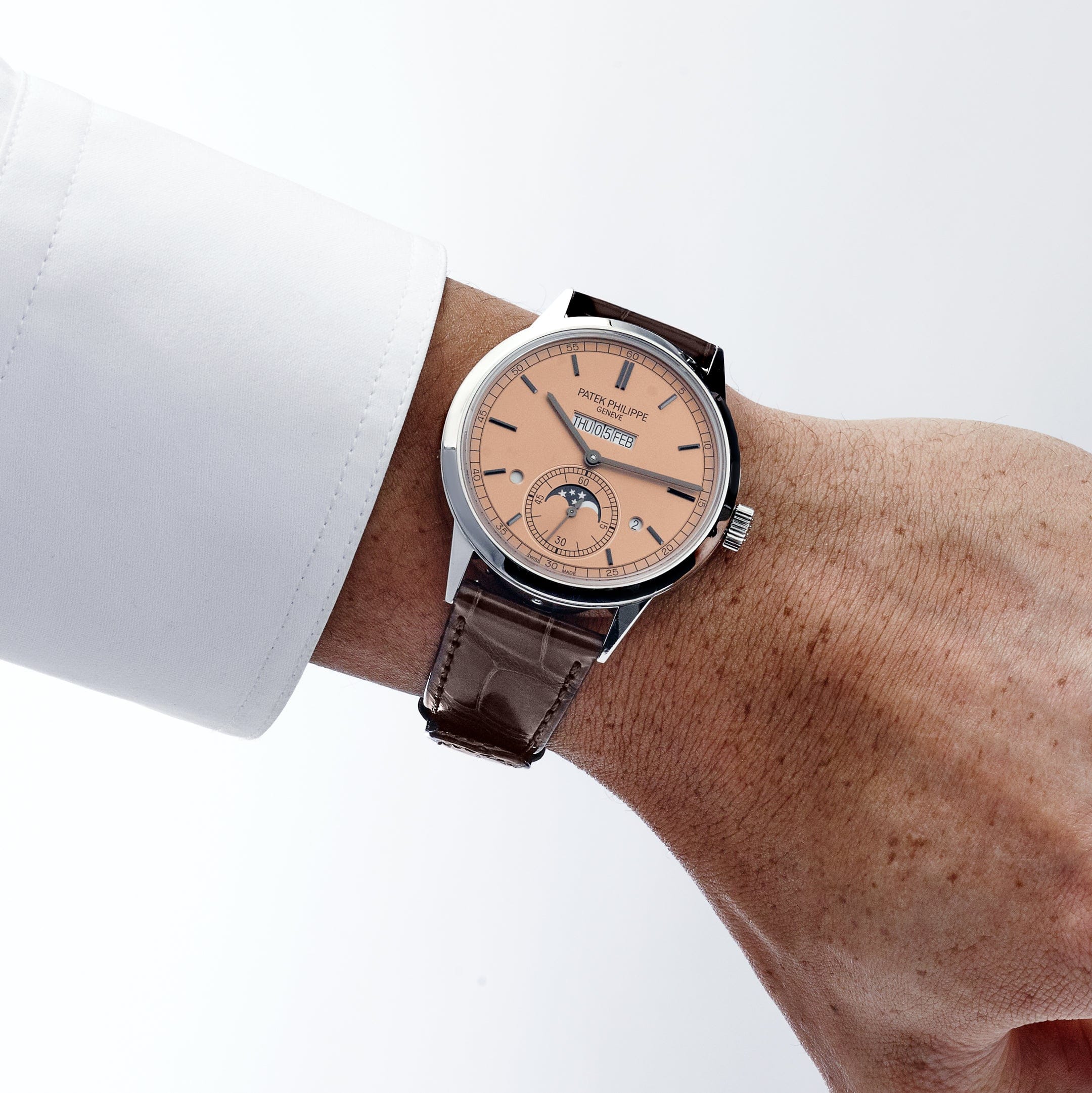 Patek Philippe Grand Complications 5236P-010 In-Line Perpetual Calendar Platinum Salmon Dial (2024)