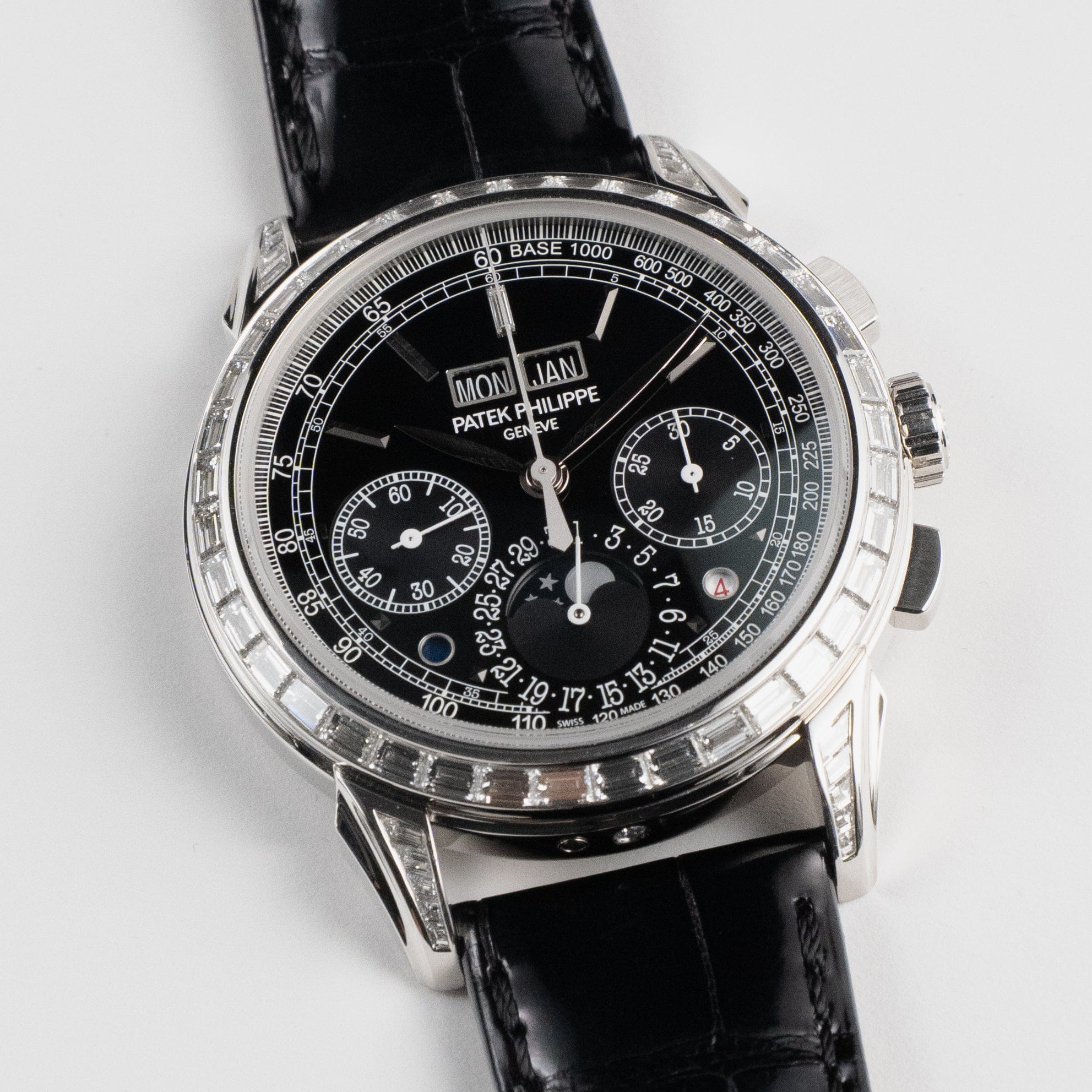 Patek Philippe Grand Complications 5271P-001 Perpetual Calendar Platinum Black Dial Baguette Bezel