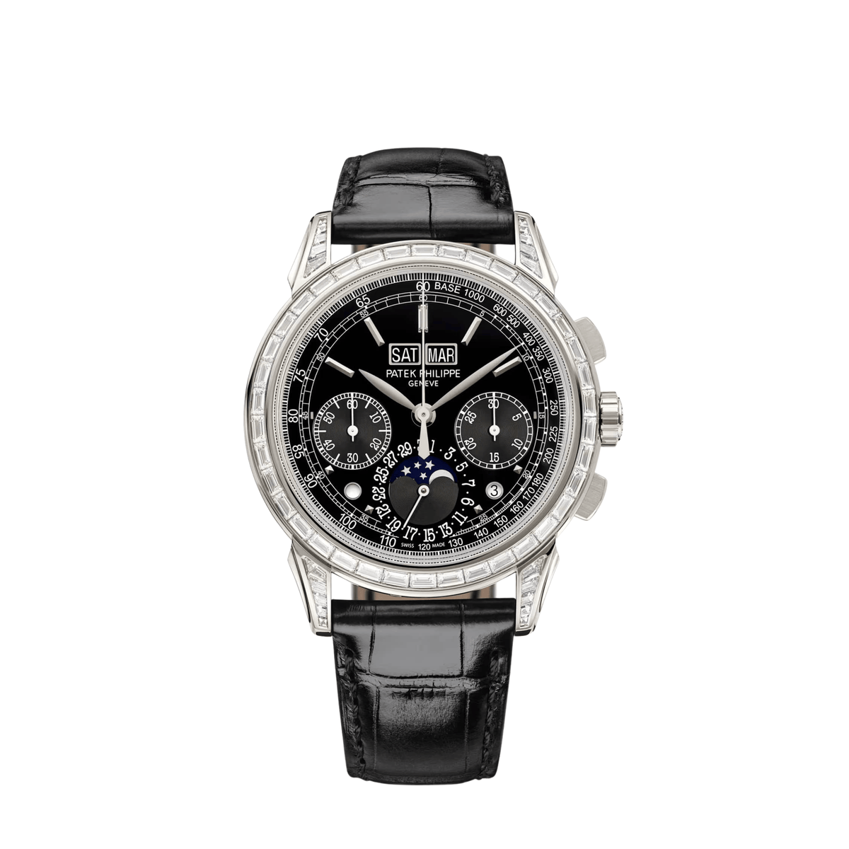 Patek Philippe Grand Complications Joaillerie 5271P-010 Chronograph Perpetual Calendar Platinum Black Dial Diamond Baguette Bezel (2026)