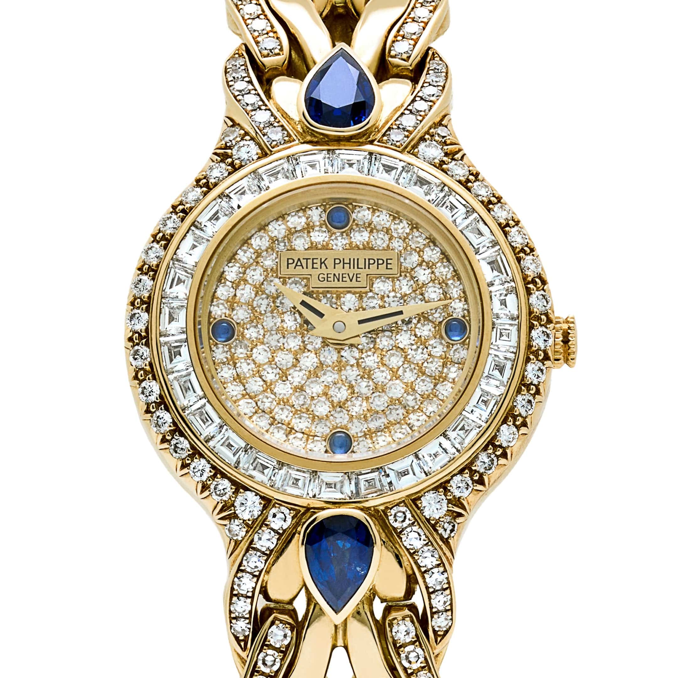 Patek Philippe La Flamme 4818/11 'Ladies' Yellow Gold Diamonds Blue Sapphires Quartz