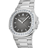 Thumbnail for Patek Philippe Nautilus Platinum Grey Dial Diamond Bezel 5711/110P-001 Wrist Aficionado