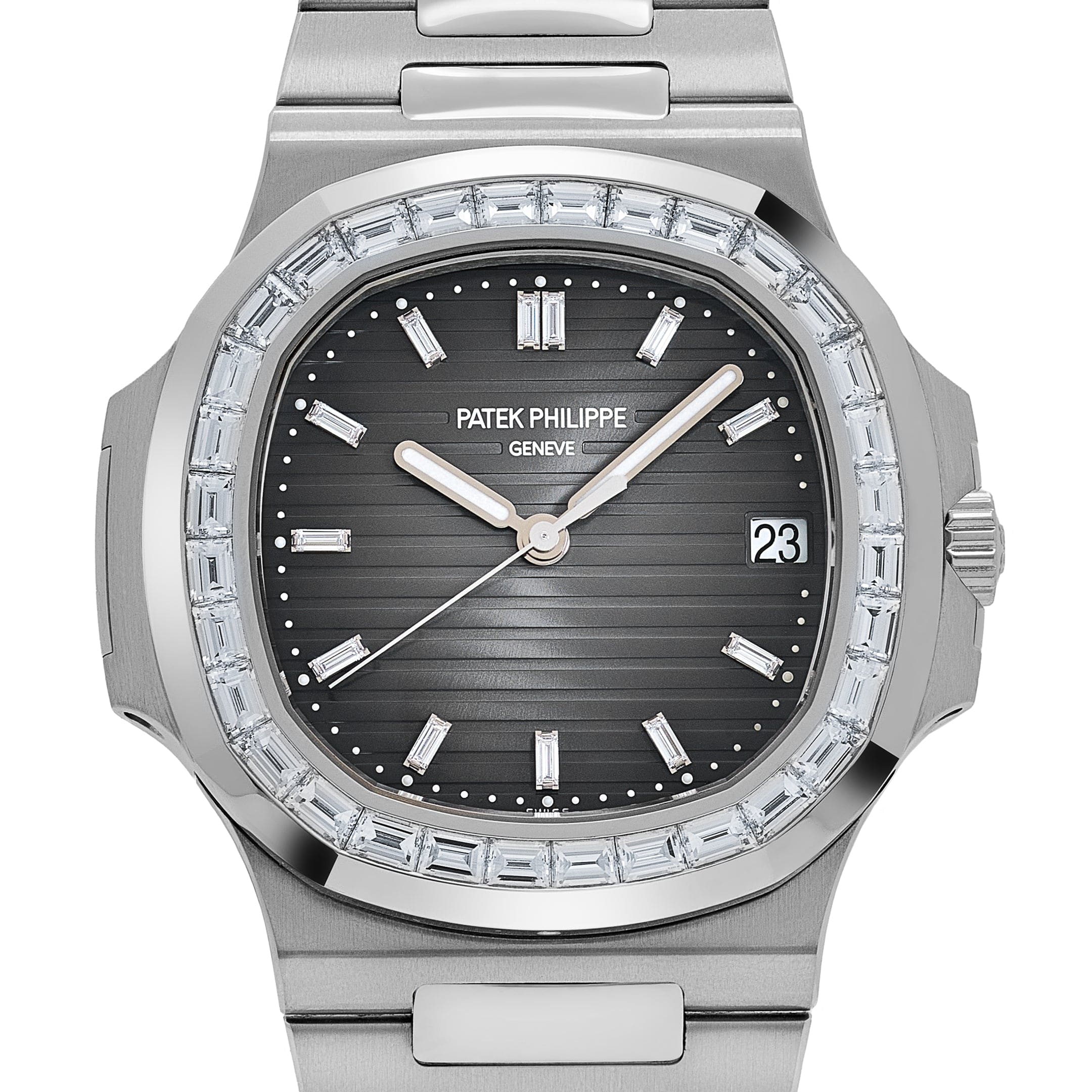 Patek Philippe Nautilus 5711/110P-001 Platinum Grey Diamond Baguette Dial Diamond Baguette Bezel (2021)