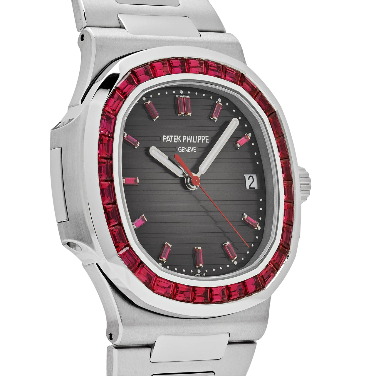 Nautilus Ruby Patek Philippe Nautilus 5711/112P-001 Platinum Grey Dial Ruby Bezel