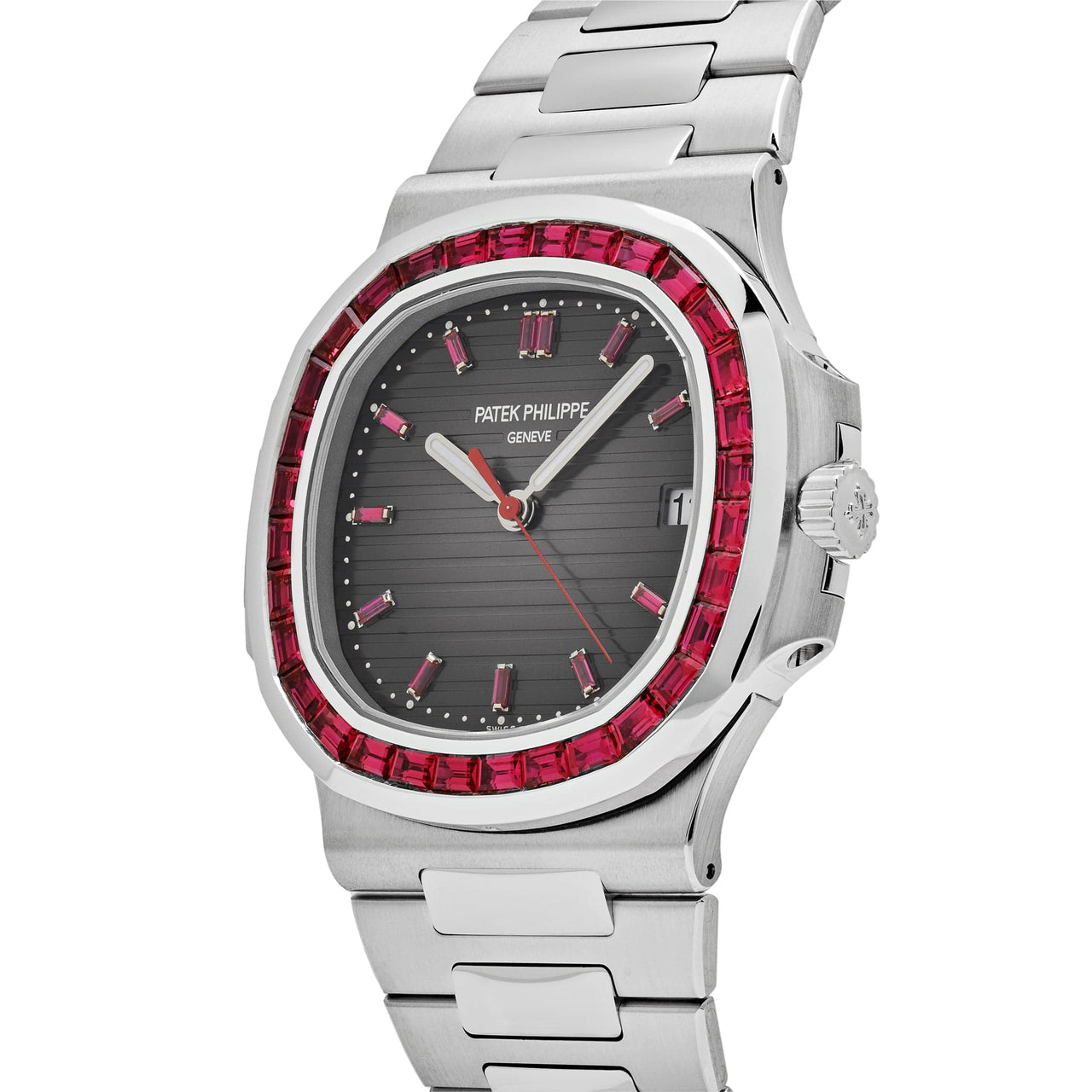 Nautilus Ruby Patek Philippe Nautilus 5711/112P-001 Platinum Grey Dial Ruby Bezel