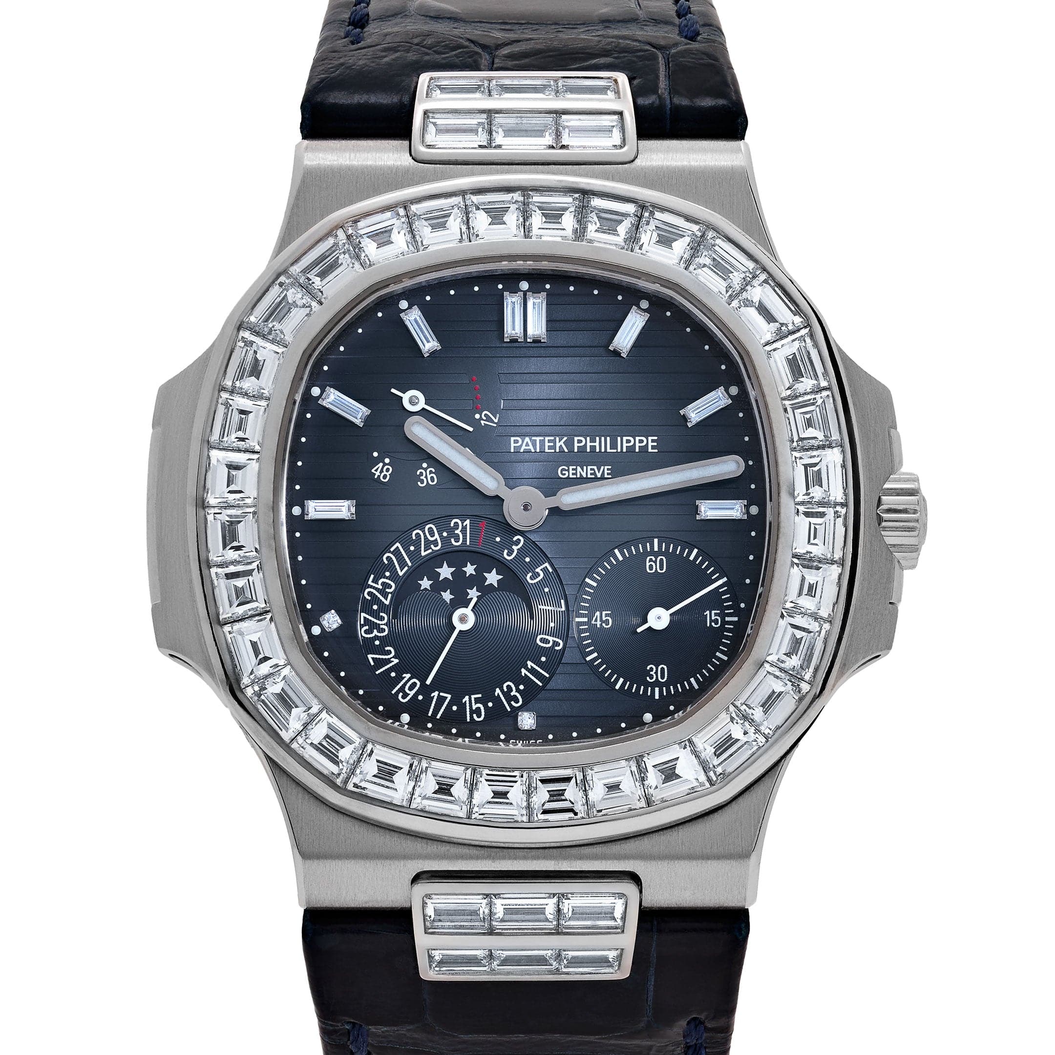 Patek Philippe Nautilus 5724G-001 White Gold Blue Diamond Dial Diamond Bezel (2017)