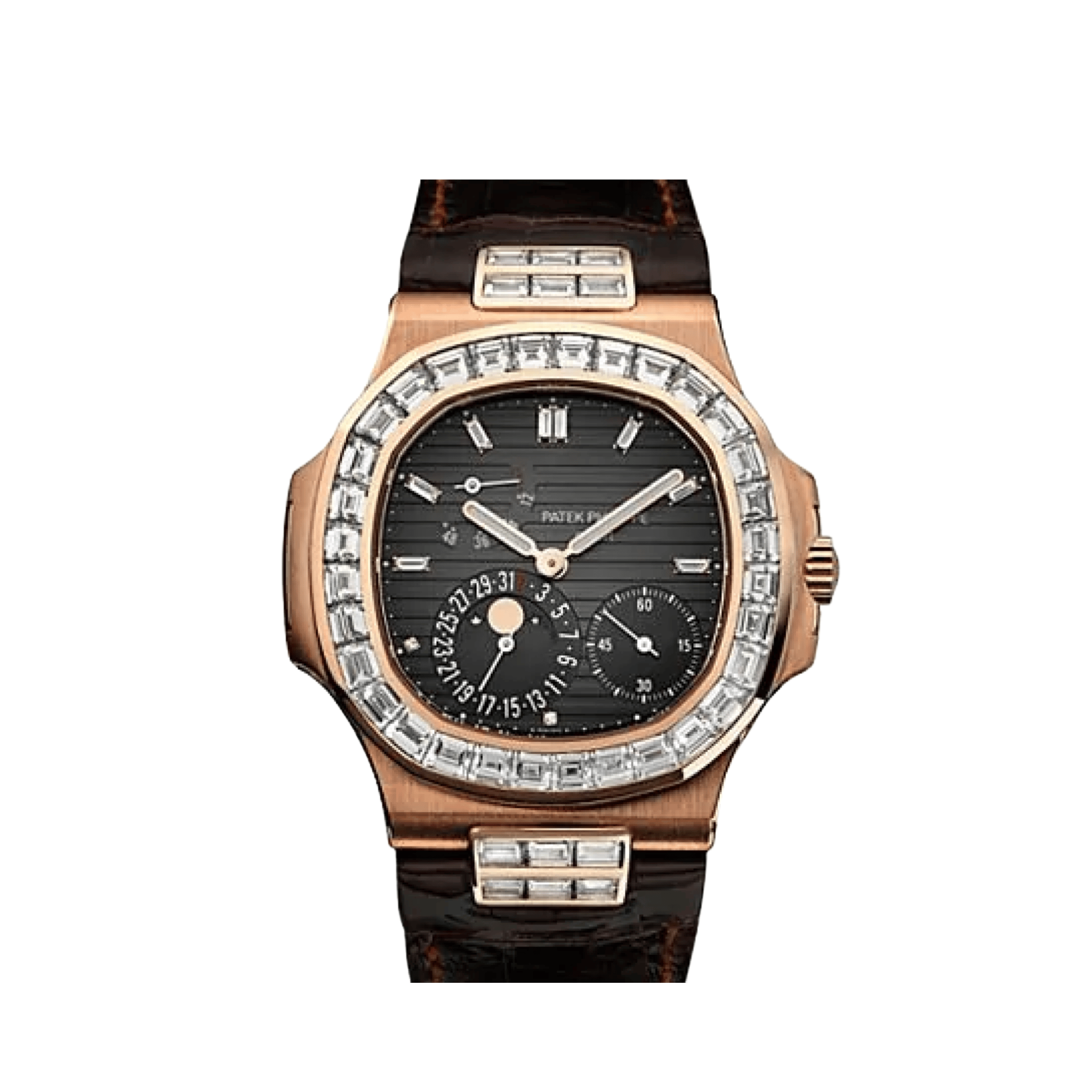 Patek Philippe Nautilus 5724R-001 Rose Gold Black Diamond Baguette Dial and Bezel
