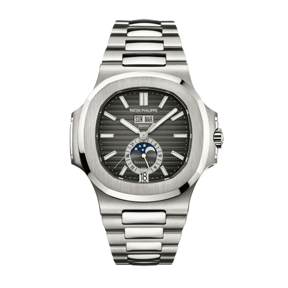 Luxury Watch Patek Philippe Nautilus Annual Calendar Moon Phase Tiffany Grey Dial 5726/1A-001 Wrist Aficionado