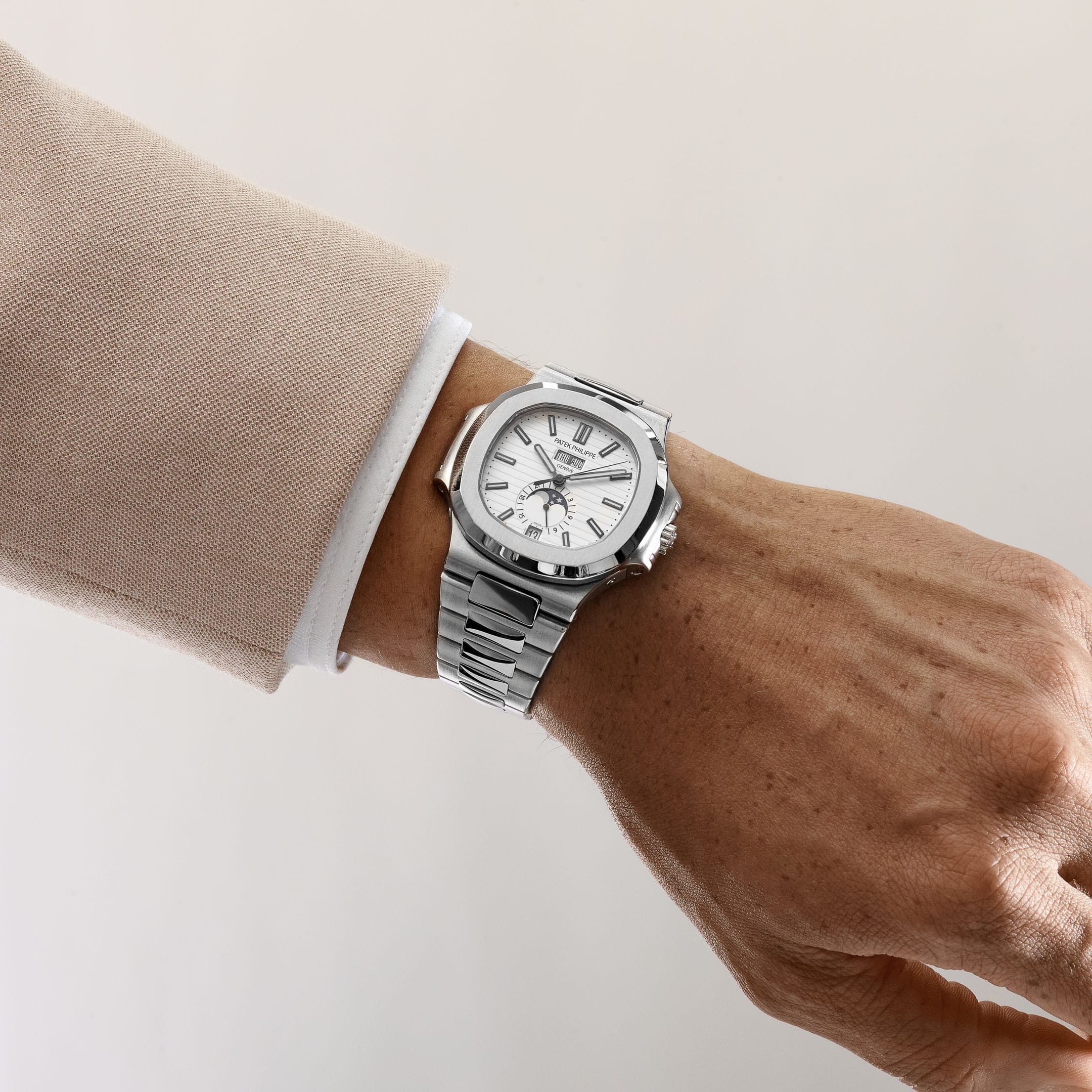 Patek Philippe Nautilus 5726/1A-010 Annual Calendar Moon Phases Stainless Steel White Dial (2016)