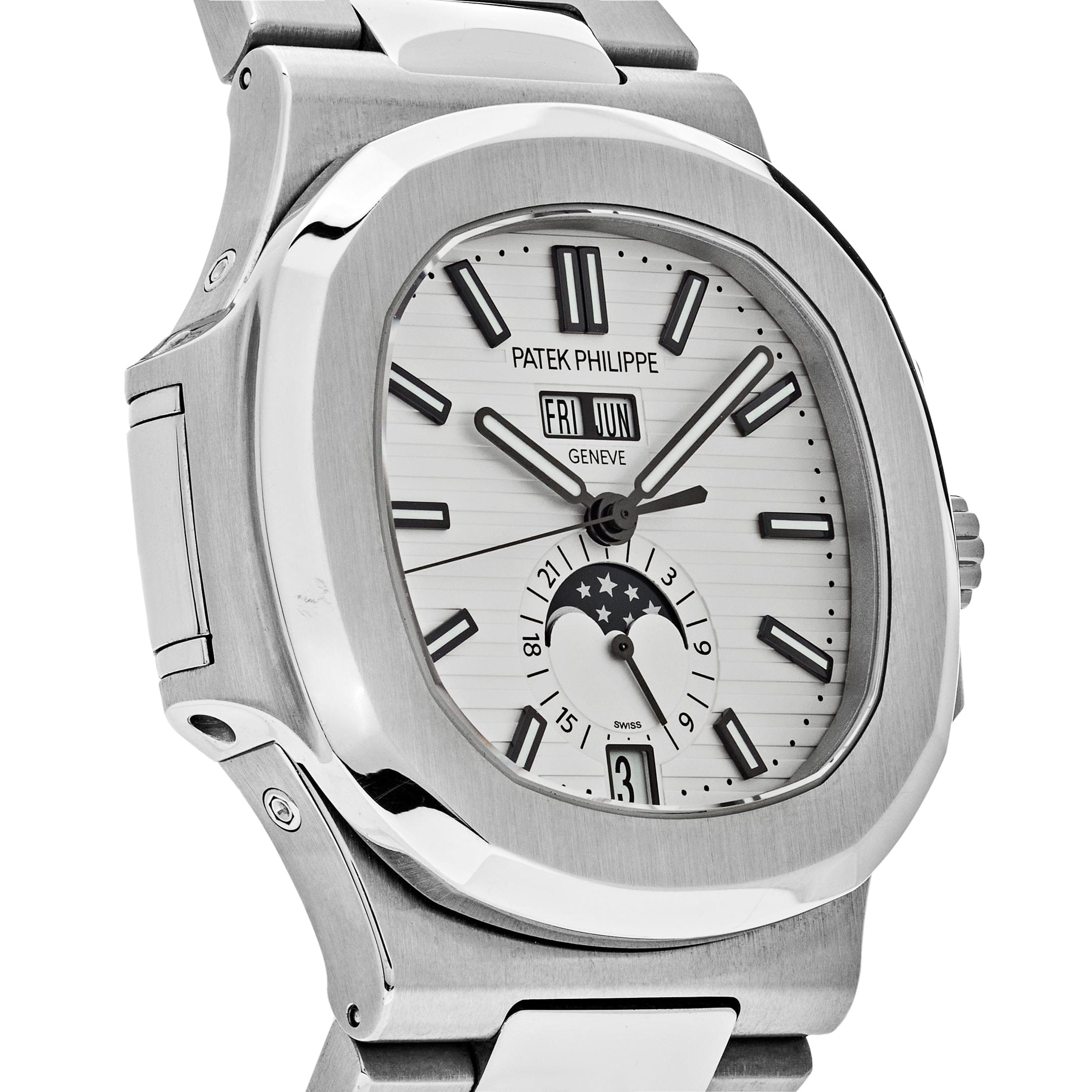 Patek Philippe Nautilus 5726/1A-010 Annual Calendar Moon Phases Stainless Steel White Dial