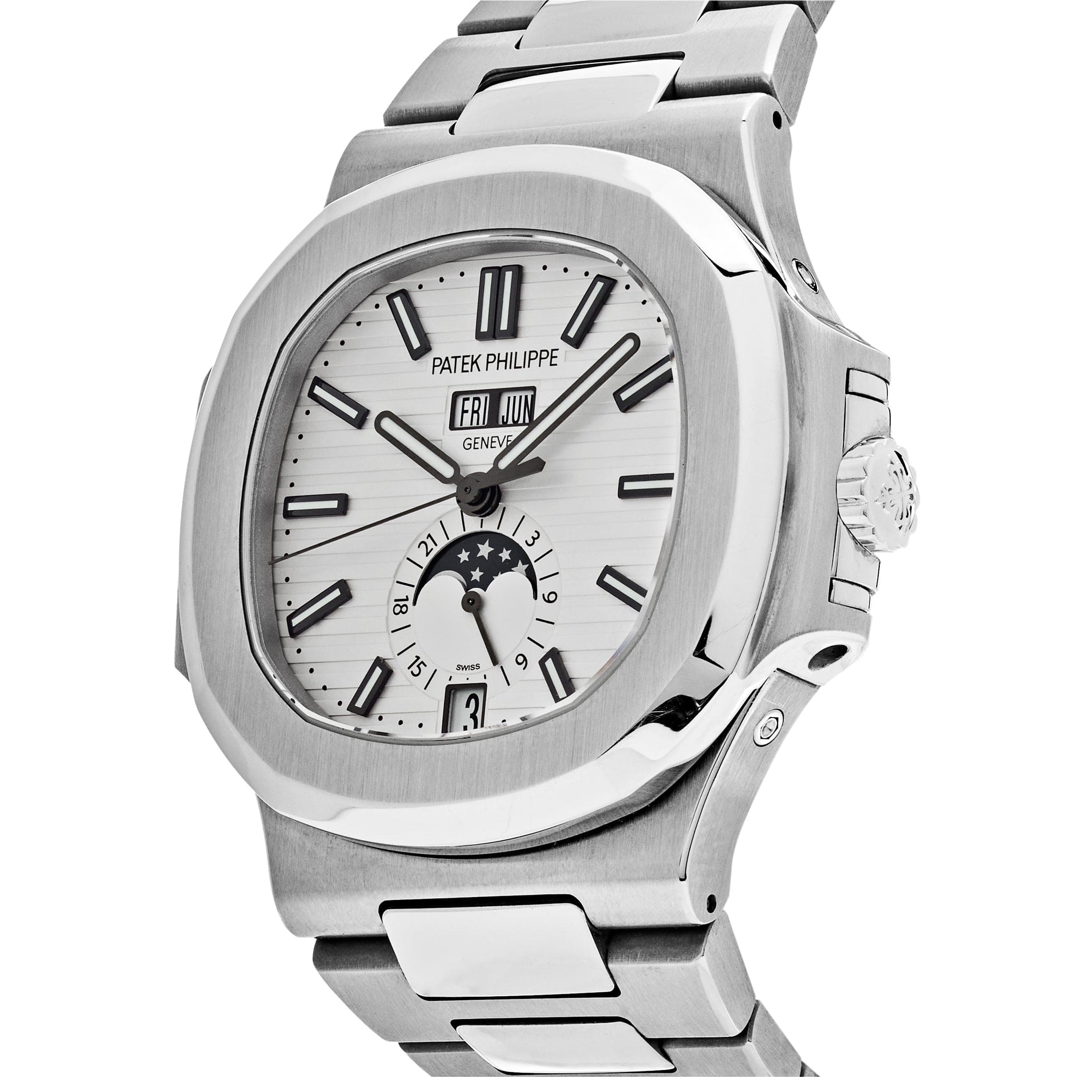 Patek Philippe Nautilus 5726/1A-010 Annual Calendar Moon Phases Stainless Steel White Dial