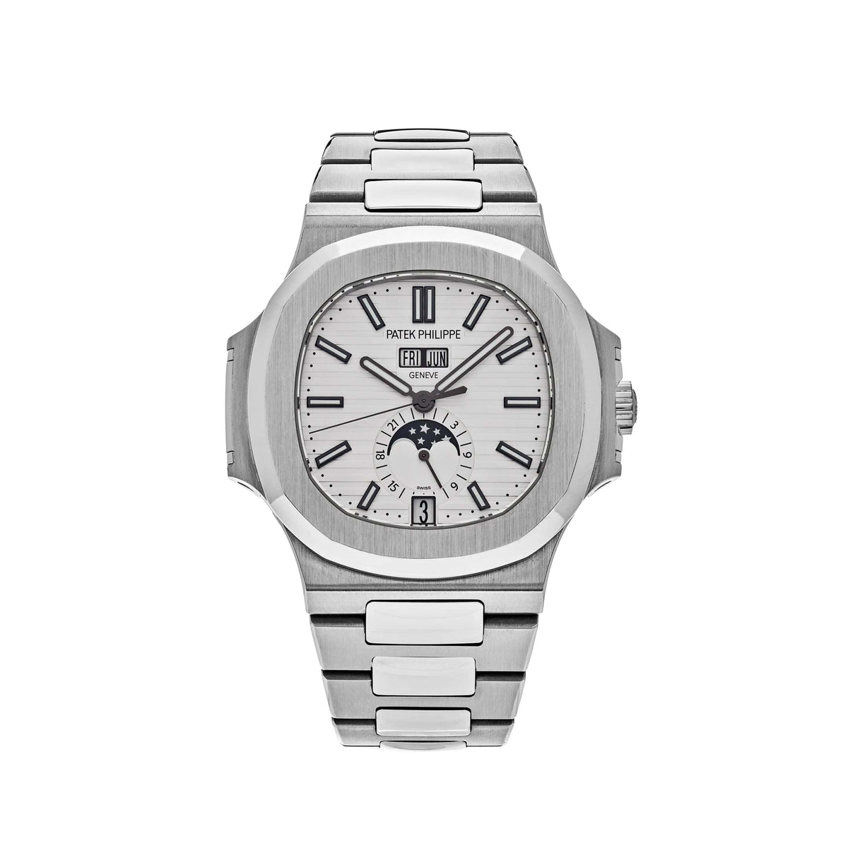 Patek Philippe Nautilus 5726/1A-010 Annual Calendar Moon Phases Stainless Steel White Dial