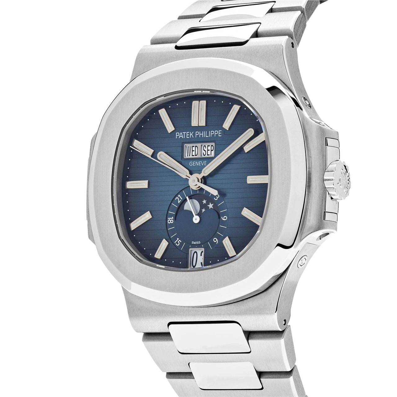 Luxury Watch Patek Philippe Nautilus Annual Calendar Blue Dial 5726/1A-014 Wrist Aficionado