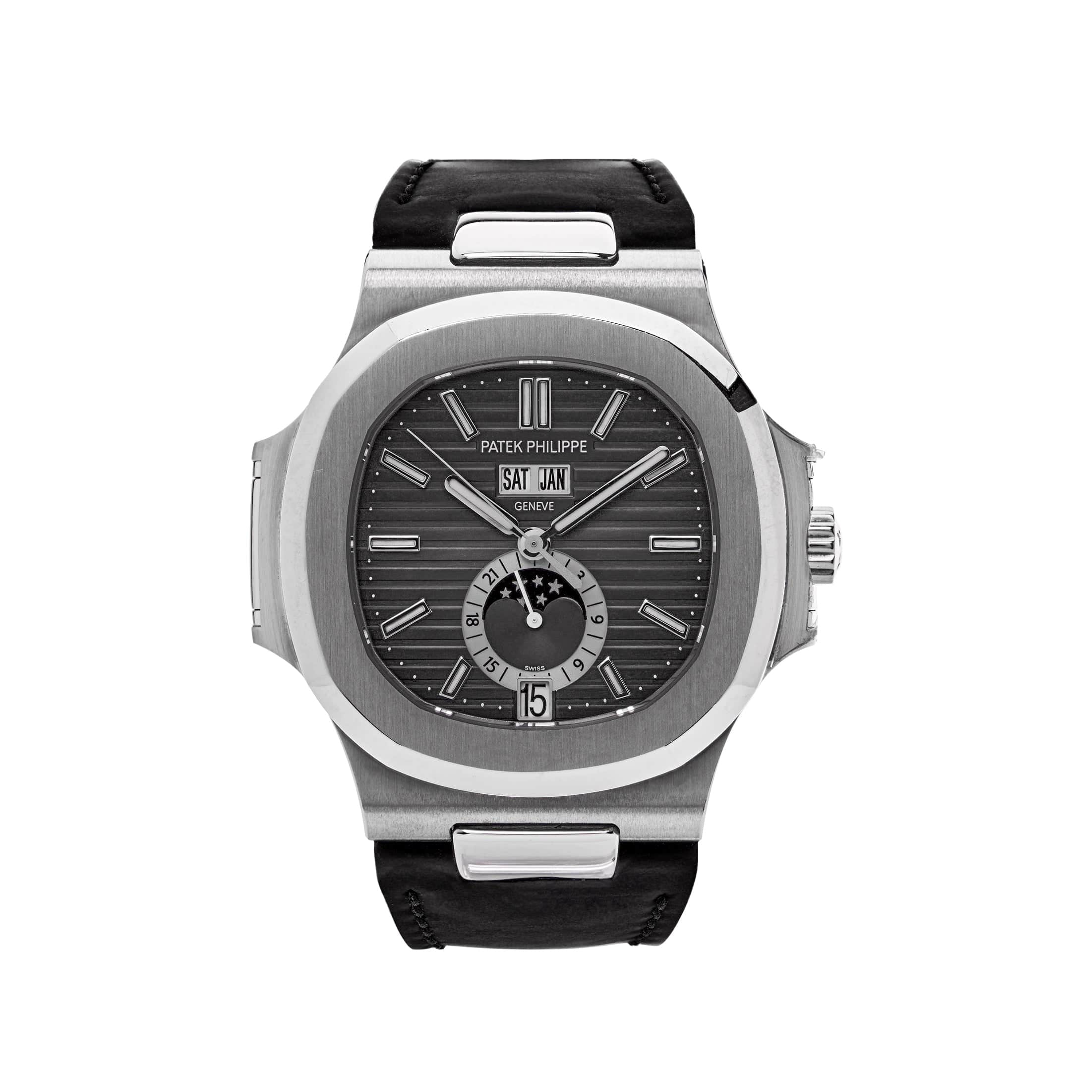 Luxury Watch Patek Philippe Nautilus Annual Calendar Moon Phases 5726A-001 Wrist Aficionado