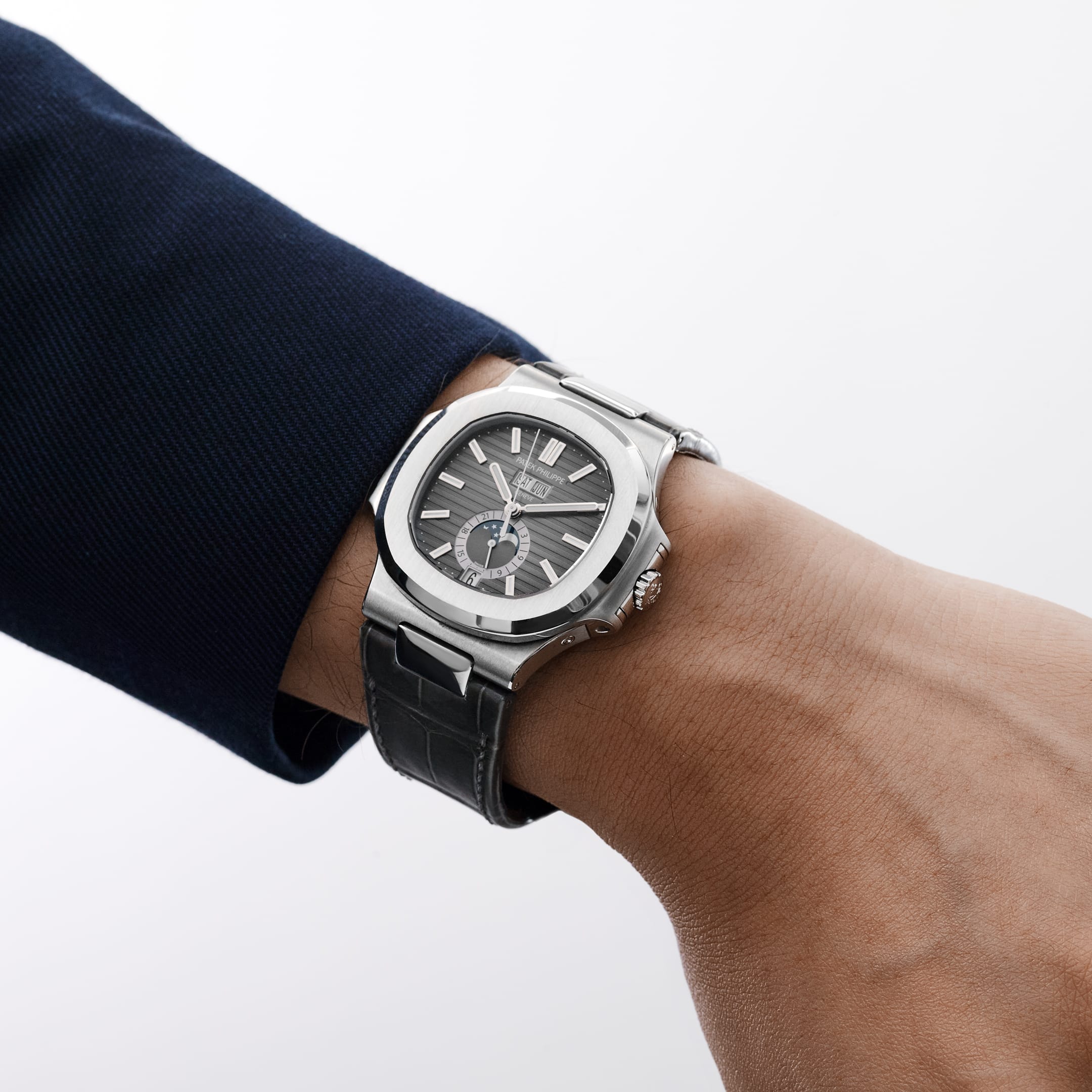 Patek Philippe Nautilus 5726A-001 Annual Calendar Moon Phases Stainless Steel Black Dial (2024)