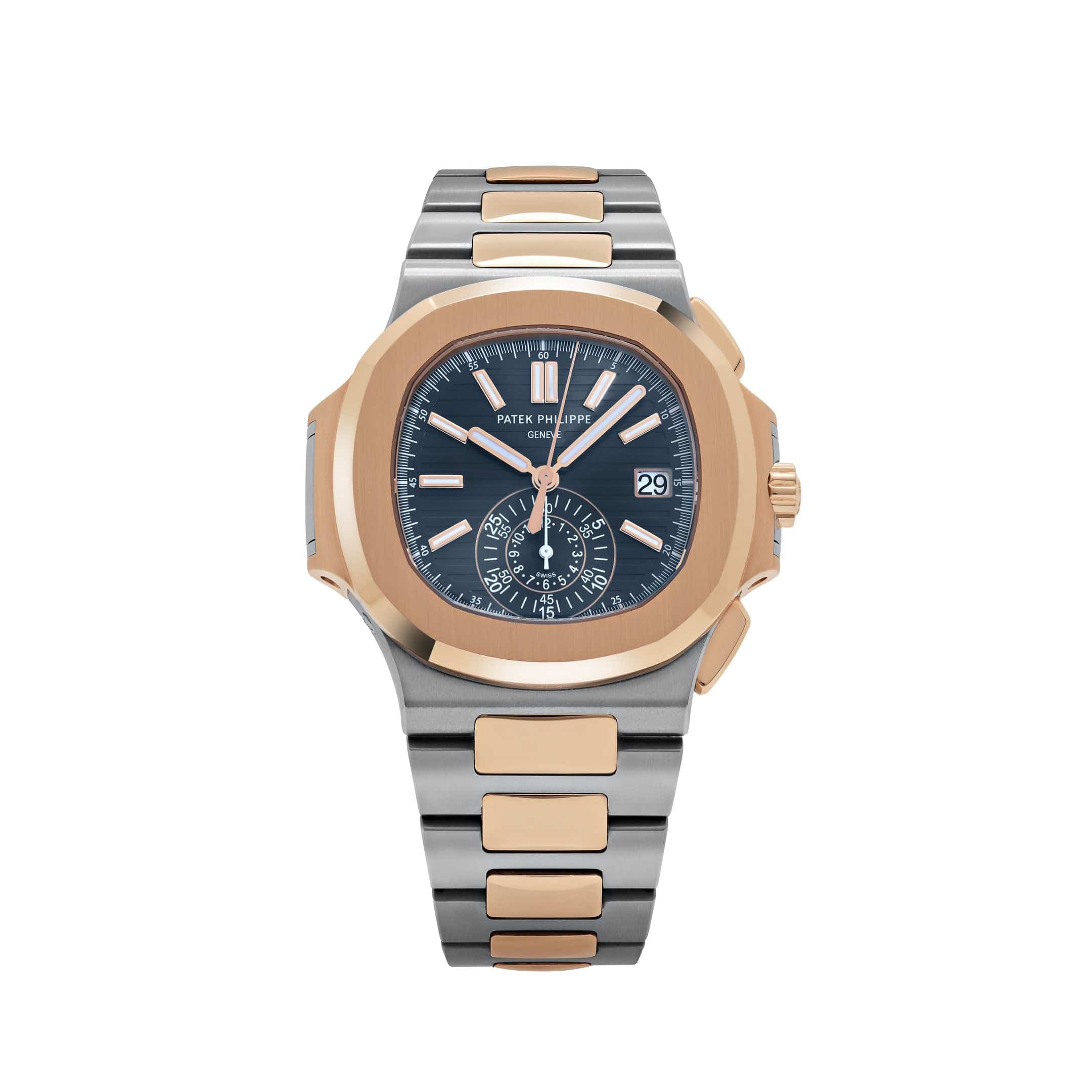 Patek Philippe Nautilus 5980/1AR-001 Chronograph Stainless Steel Rose Gold Blue Dial (2019)