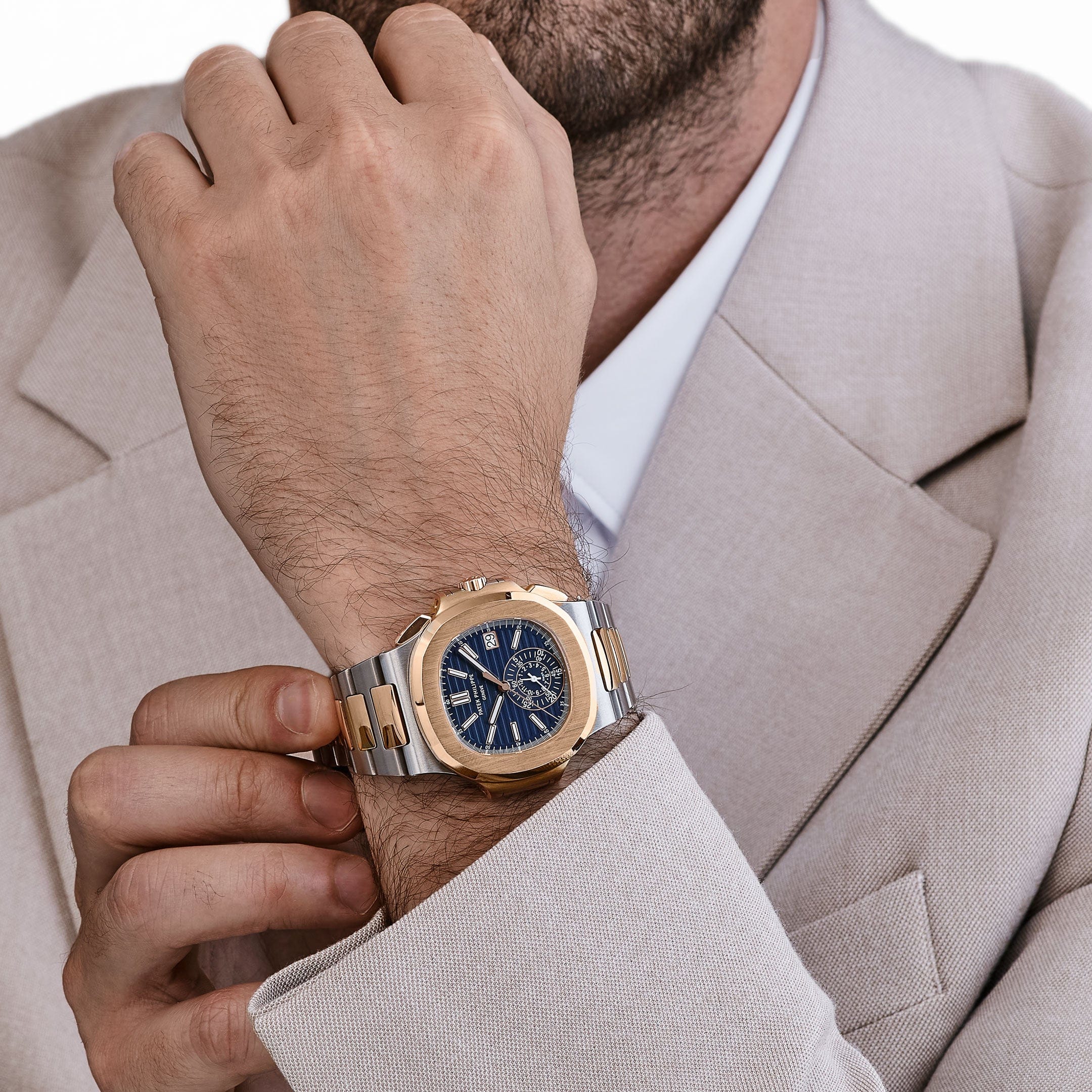 Patek Philippe Nautilus 5980/1AR-001 Chronograph Stainless Steel Rose Gold Blue Dial (2023)