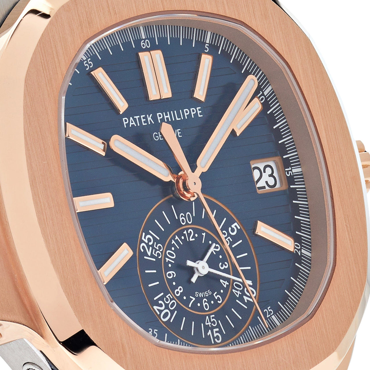 Luxury Watch Patek Philippe Nautilus Chronograph Steel & Rose Gold Blue Dial 5980/1AR-001 Wrist Aficionado