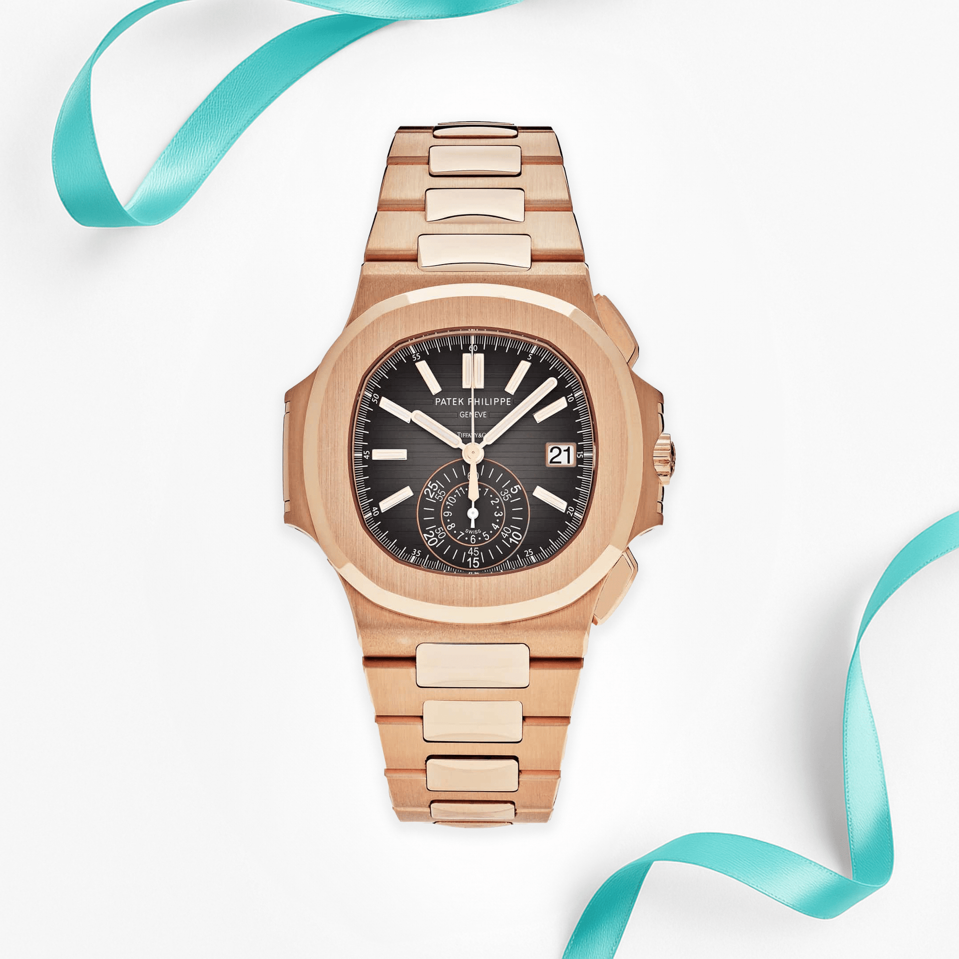 Patek Philippe Nautilus Chronograph Date Rose Gold Tiffany Co